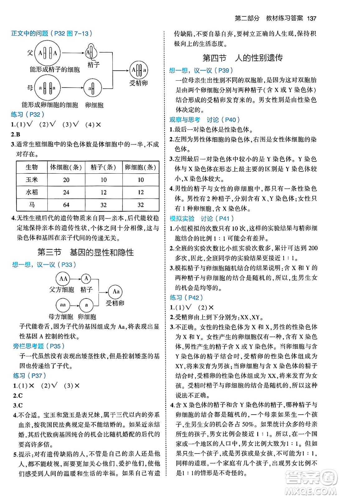 首都師范大學(xué)出版社2024年春初中同步5年中考3年模擬八年級(jí)生物下冊(cè)人教版答案