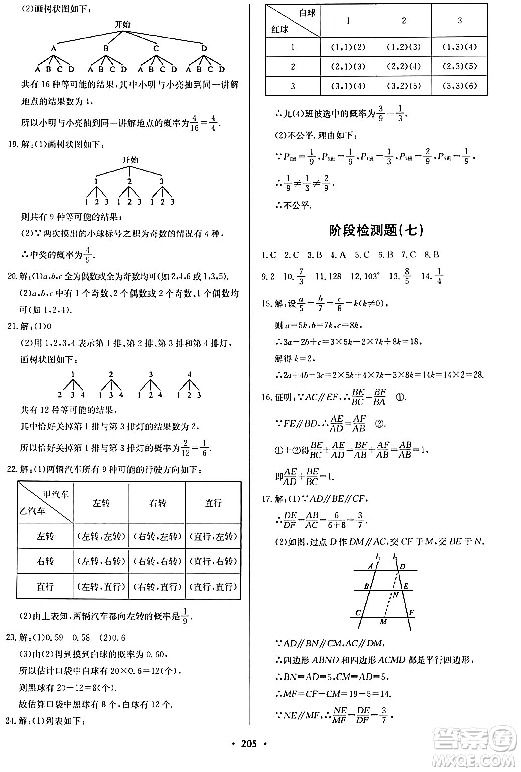 青島出版社2024年春新課堂學(xué)習(xí)與探究九年級數(shù)學(xué)下冊通用版答案