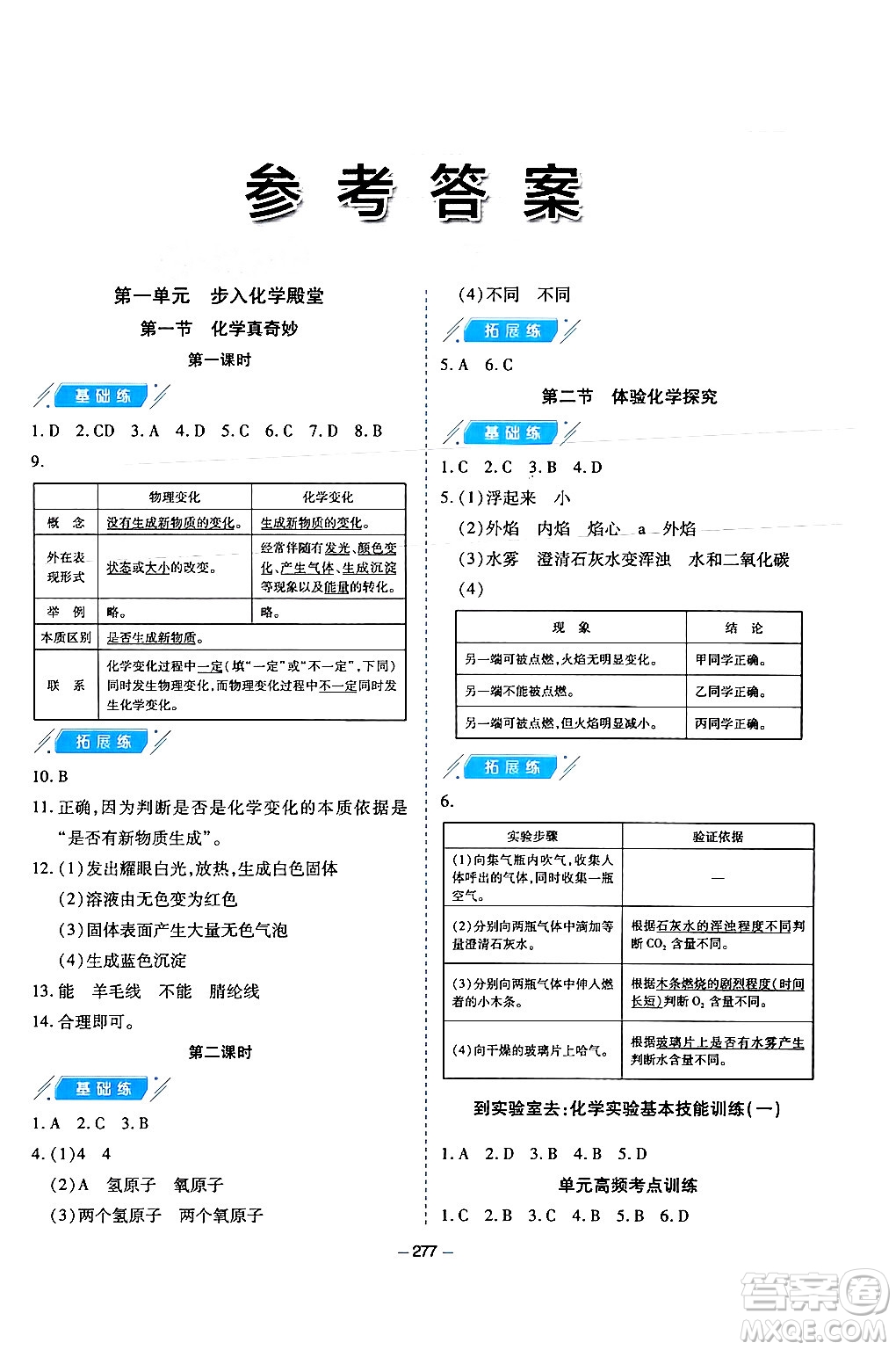 青島出版社2024年春新課堂學(xué)習(xí)與探究九年級(jí)化學(xué)下冊(cè)通用版答案