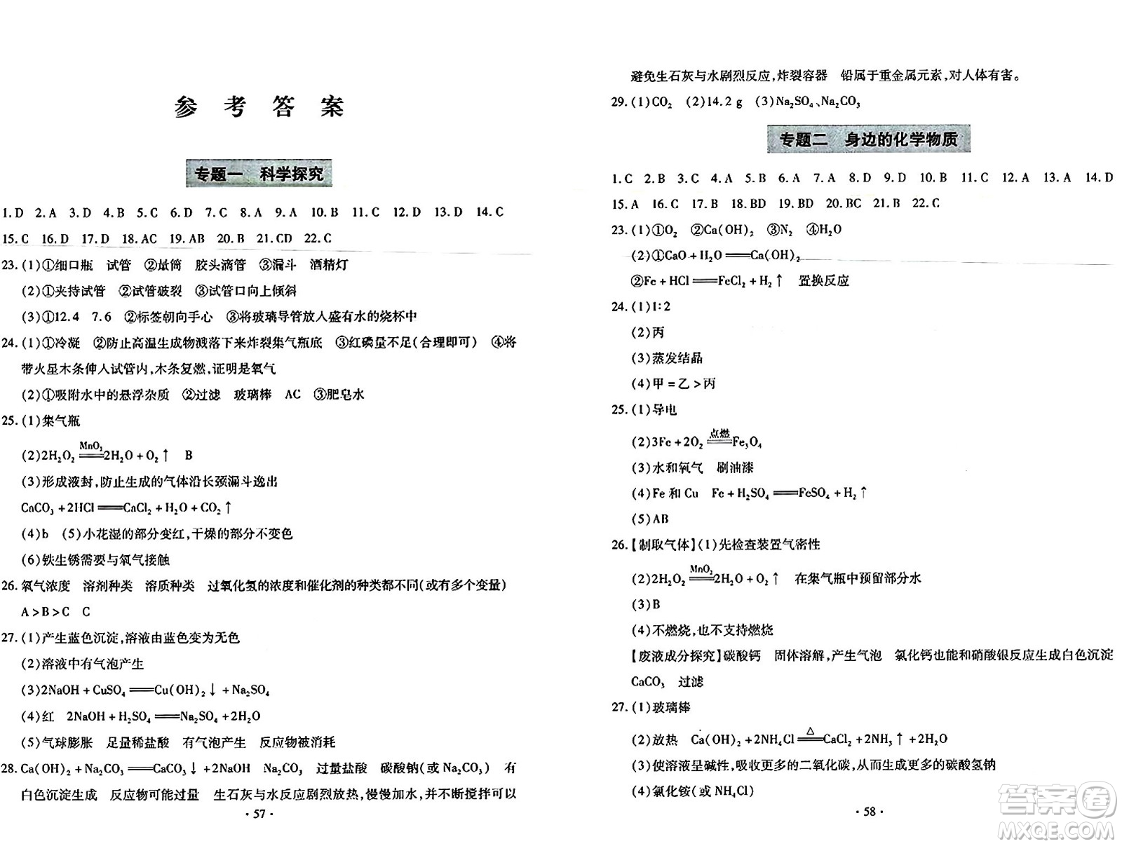 青島出版社2024年春新課堂學(xué)習(xí)與探究九年級(jí)化學(xué)下冊(cè)通用版答案