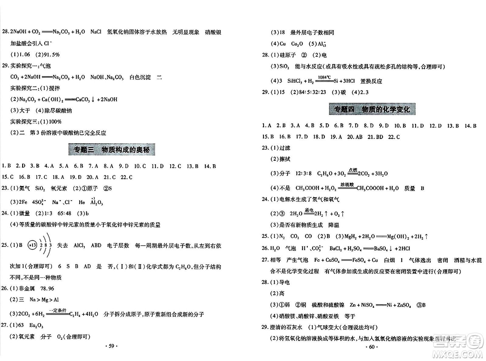 青島出版社2024年春新課堂學(xué)習(xí)與探究九年級(jí)化學(xué)下冊(cè)通用版答案