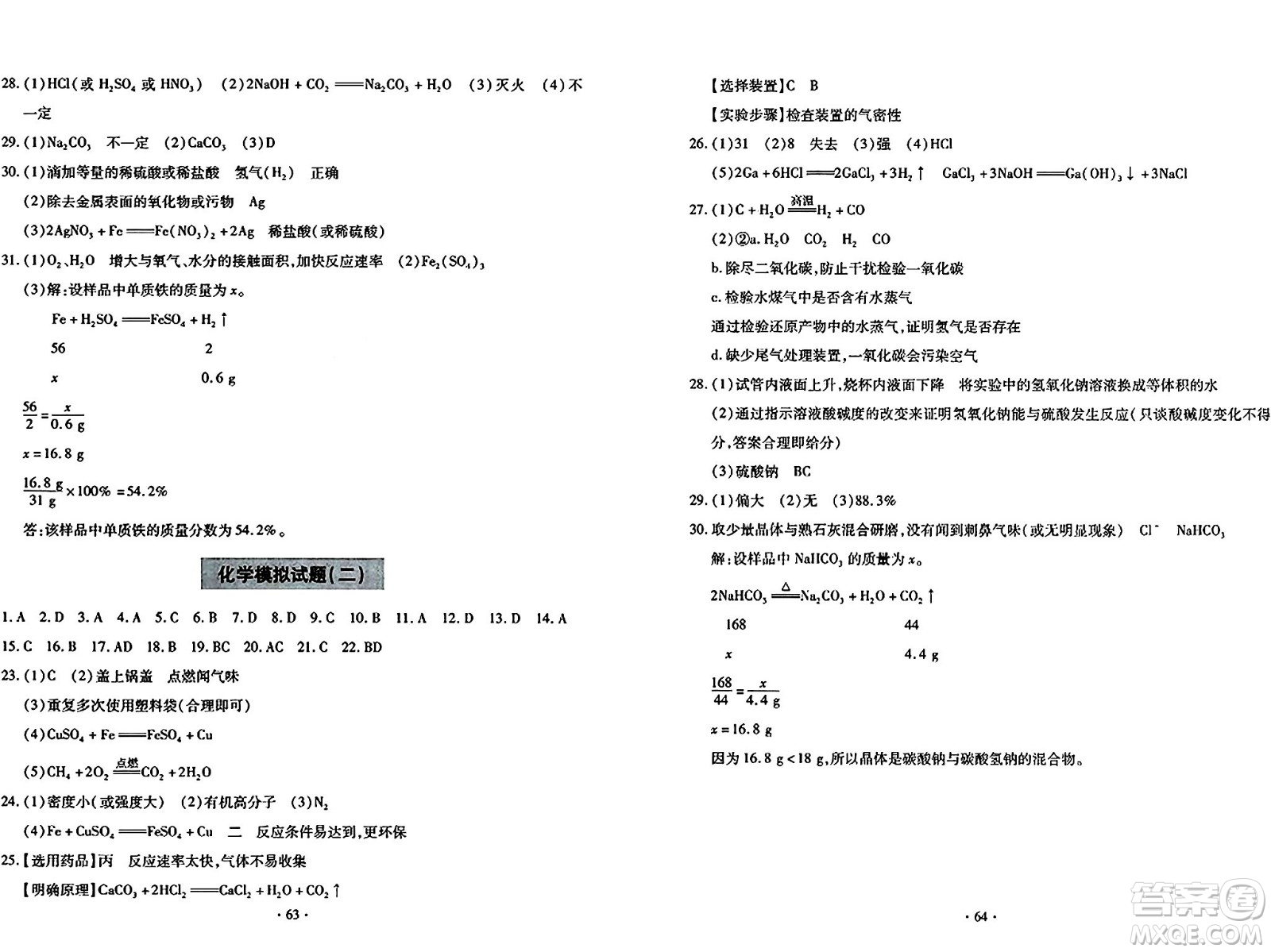 青島出版社2024年春新課堂學(xué)習(xí)與探究九年級(jí)化學(xué)下冊(cè)通用版答案