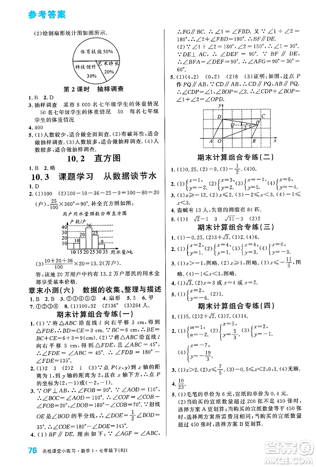 廣東經(jīng)濟(jì)出版社2024年春名校課堂小練習(xí)七年級(jí)數(shù)學(xué)下冊(cè)人教版答案