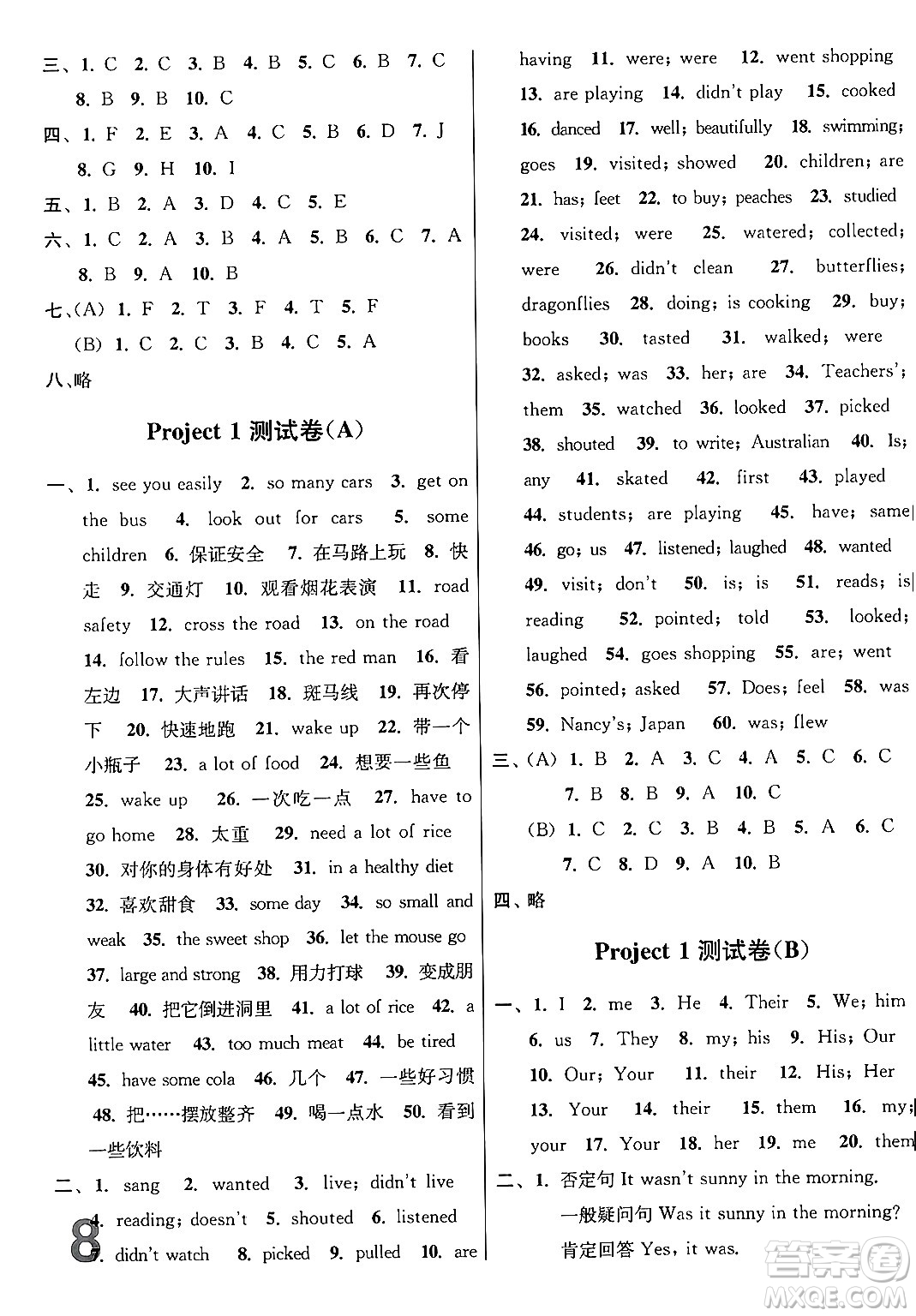江蘇鳳凰美術(shù)出版社2024年春隨堂測試卷六年級英語下冊江蘇版答案