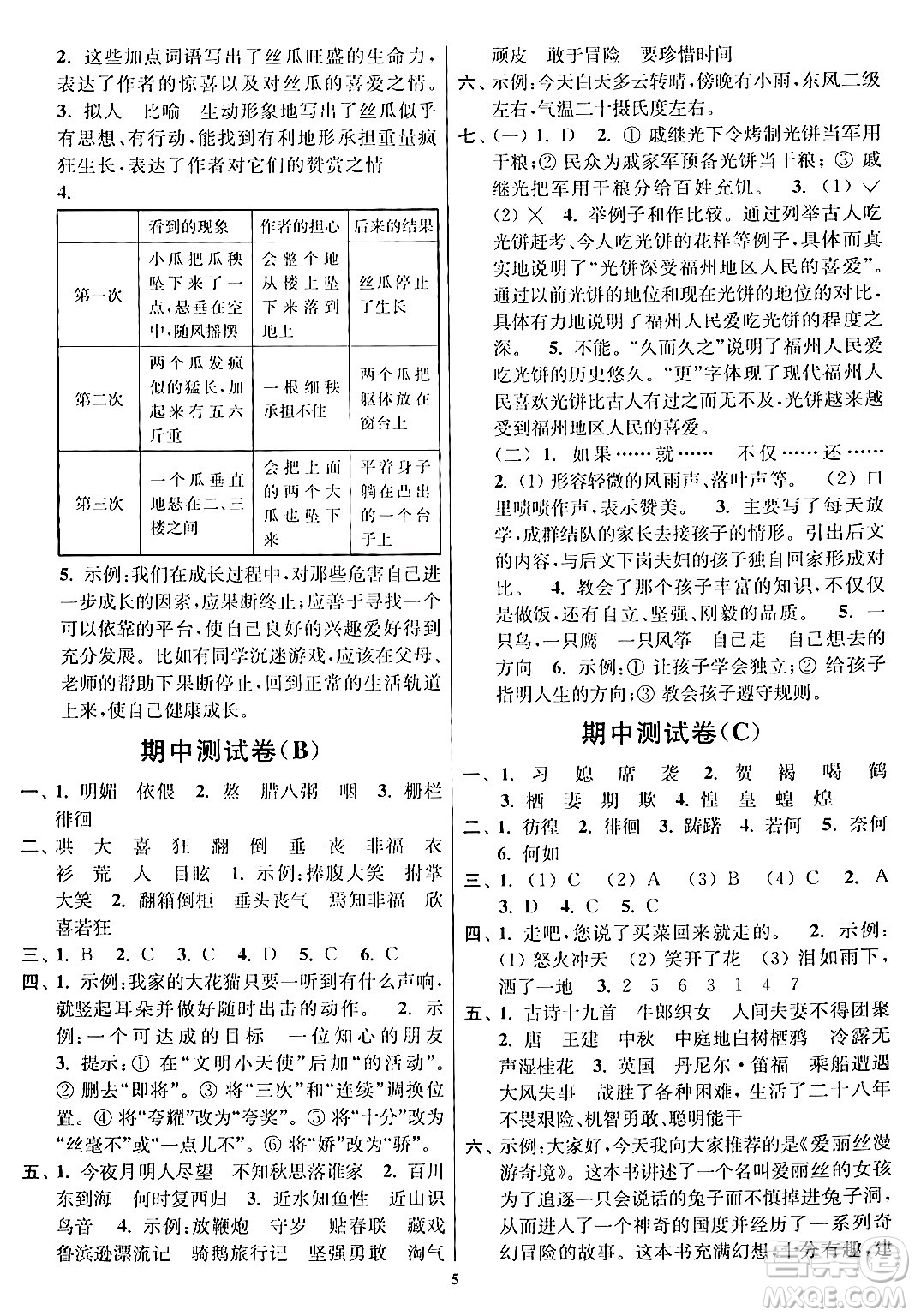 江蘇鳳凰美術(shù)出版社2024年春隨堂測試卷六年級語文下冊全國版答案