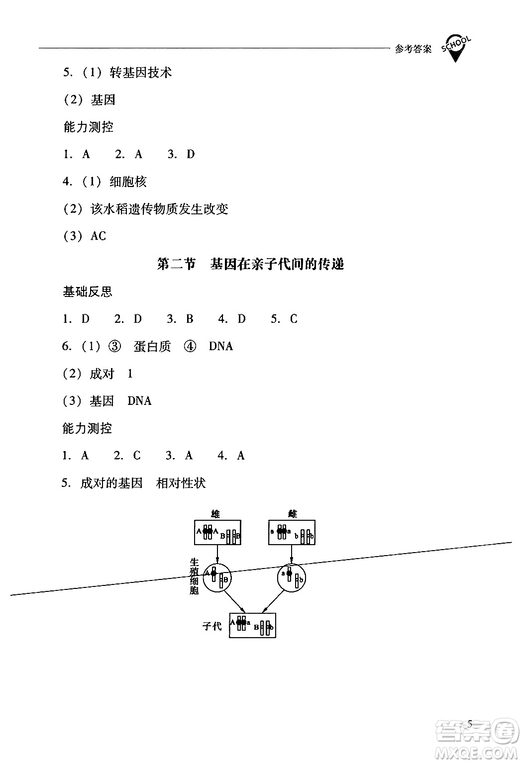 山西教育出版社2024年春新課程問題解決導(dǎo)學(xué)方案八年級(jí)生物下冊(cè)人教版答案