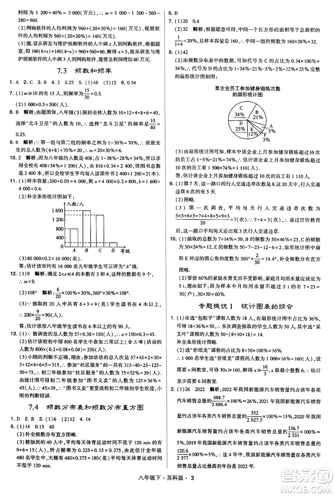 甘肅少年兒童出版社2024年春學(xué)霸題中題八年級數(shù)學(xué)下冊蘇科版答案