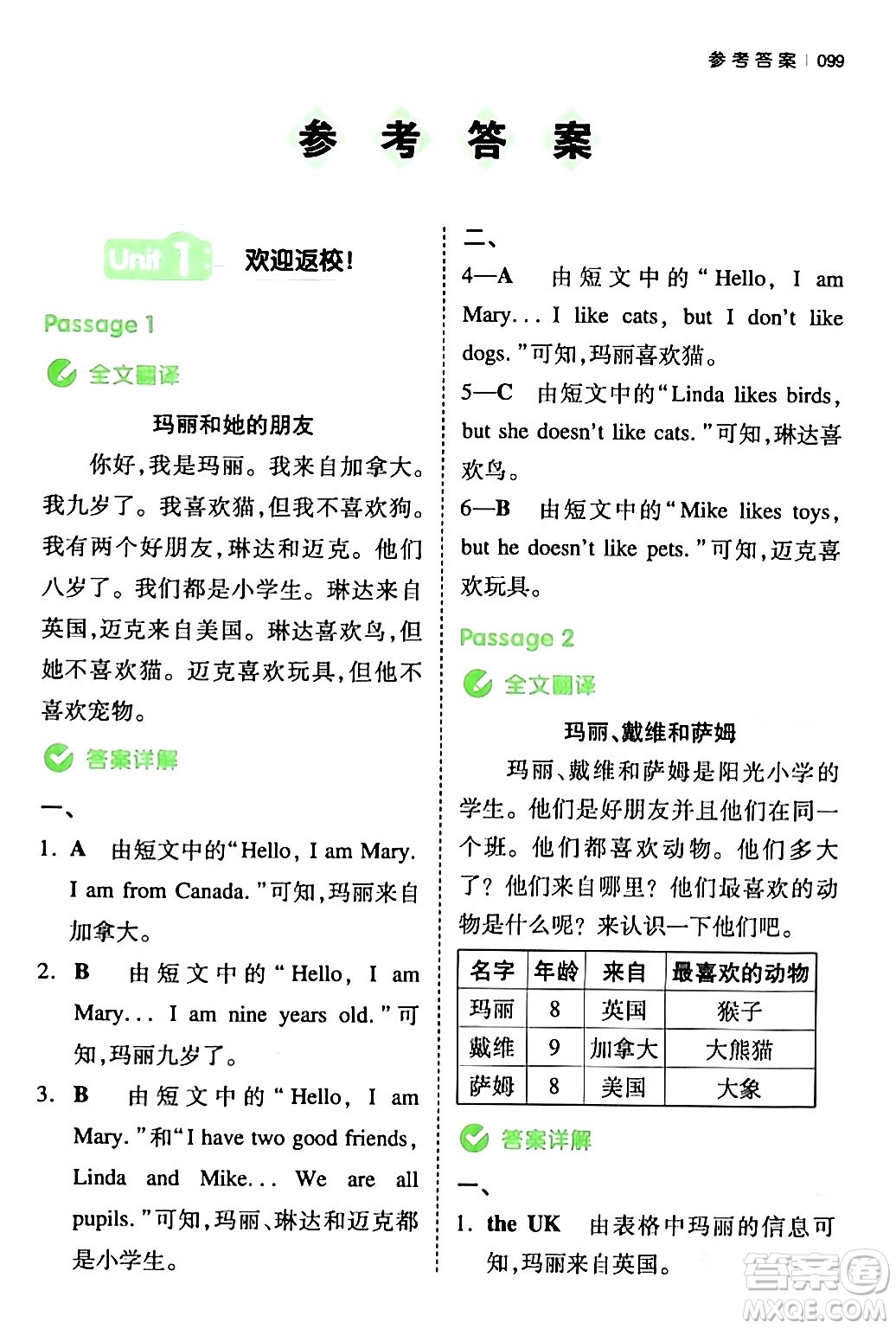 江西人民出版社2024年春一本閱讀題小學(xué)英語(yǔ)同步閱讀三年級(jí)英語(yǔ)下冊(cè)人教PEP版浙江專版答案