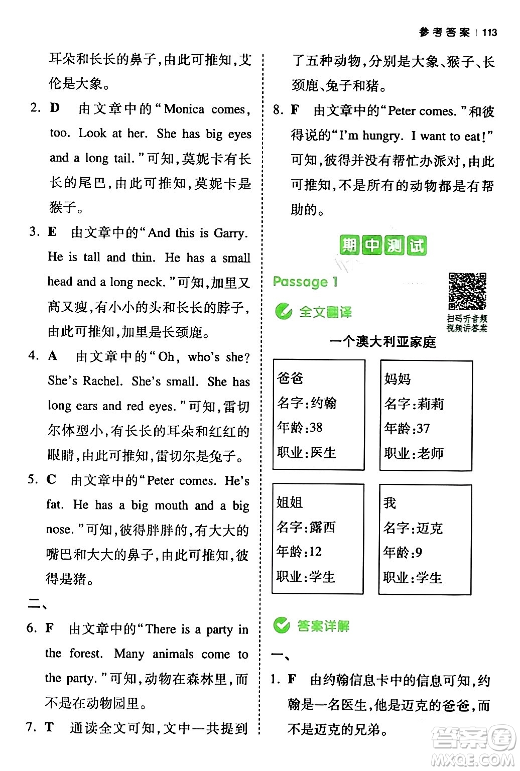 江西人民出版社2024年春一本閱讀題小學(xué)英語(yǔ)同步閱讀三年級(jí)英語(yǔ)下冊(cè)人教PEP版浙江專版答案