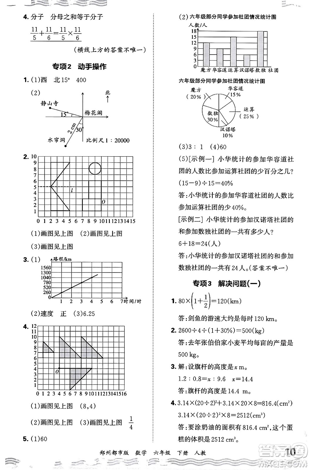 江西人民出版社2024年春王朝霞期末真題精編六年級數(shù)學下冊人教版鄭州專版答案