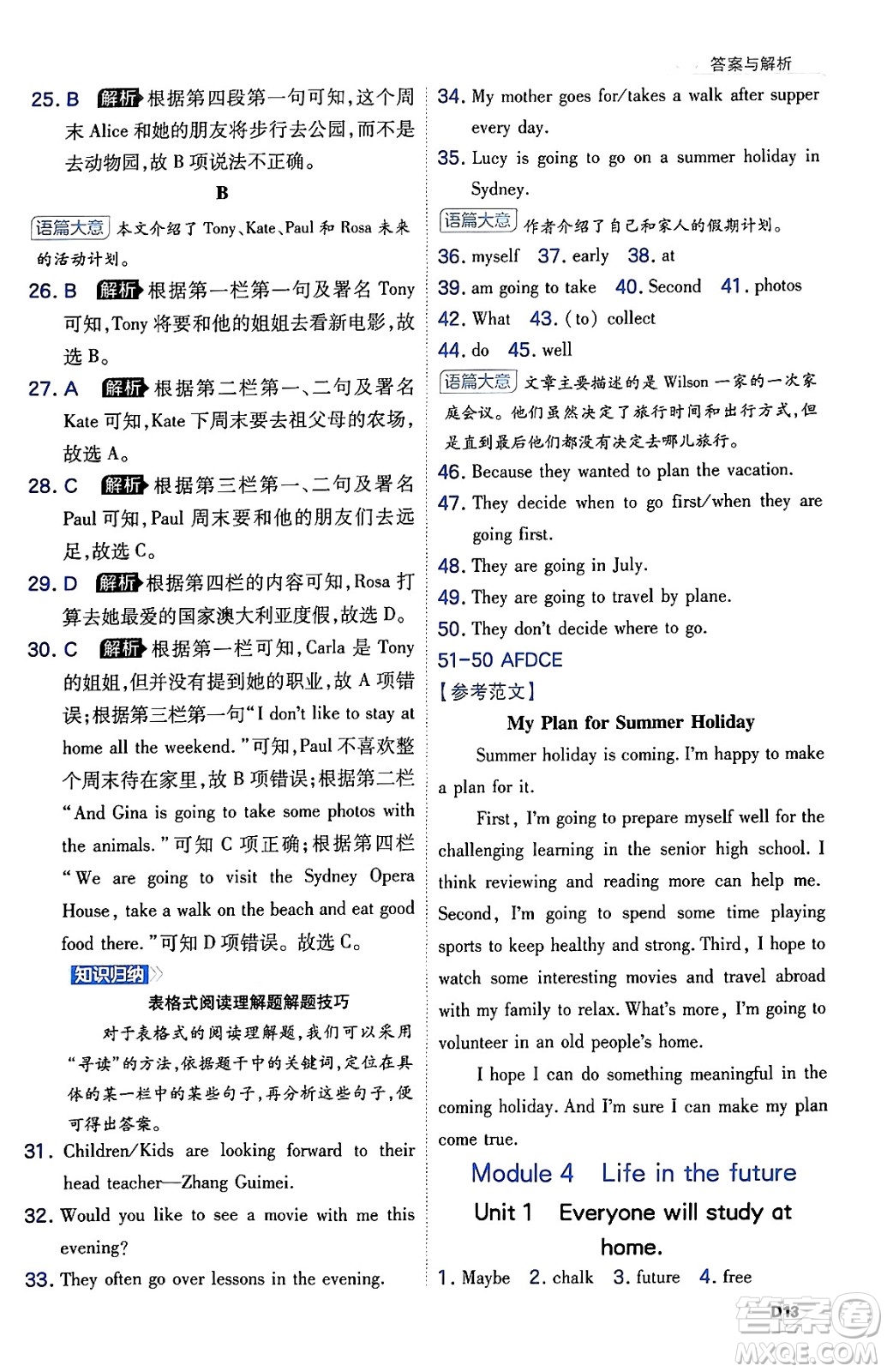 開(kāi)明出版社2024年春少年班七年級(jí)英語(yǔ)下冊(cè)外研版答案