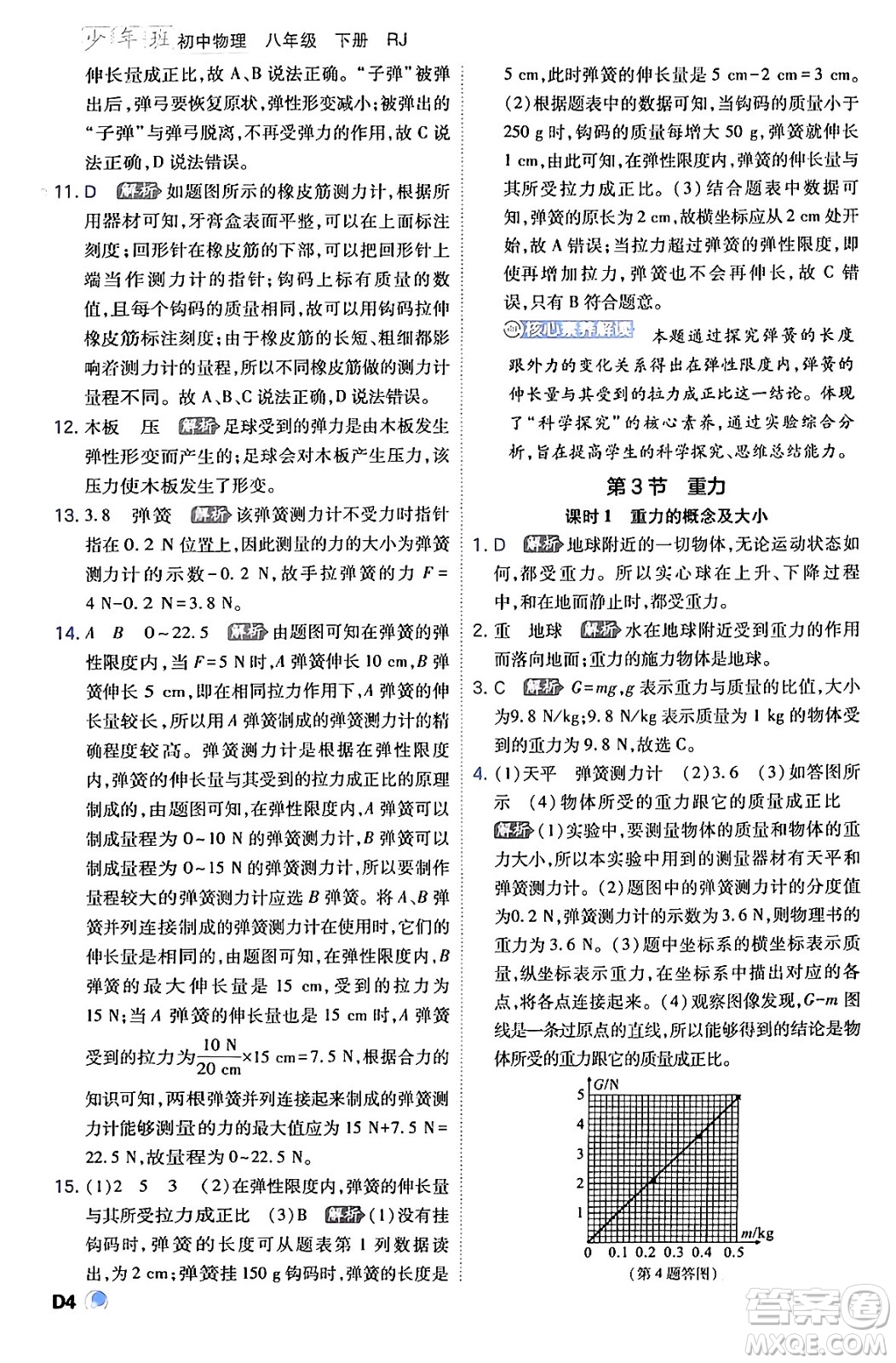 開明出版社2024年春少年班八年級(jí)物理下冊(cè)人教版答案