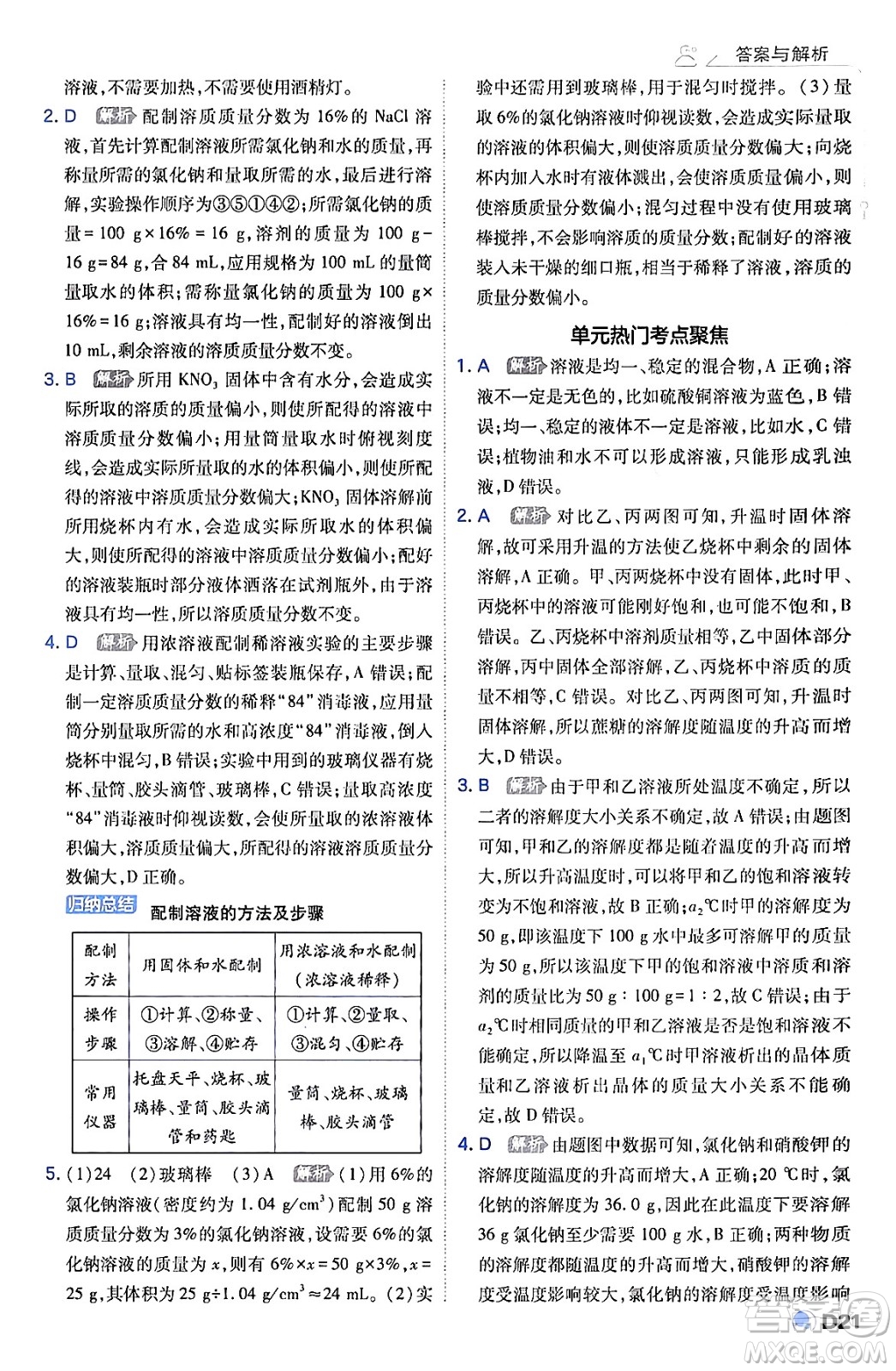 開明出版社2024年春少年班九年級化學(xué)下冊人教版答案