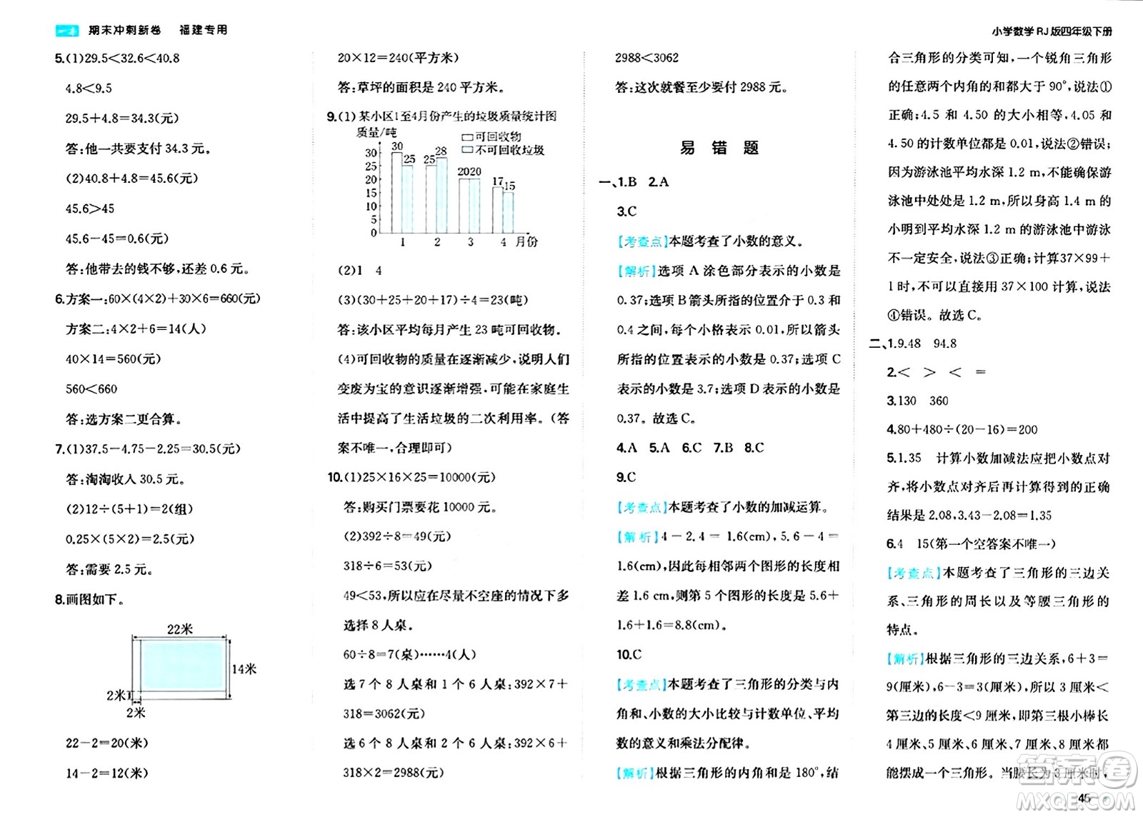 湖南教育出版社2024年春一本期末沖刺新卷四年級(jí)數(shù)學(xué)下冊(cè)人教版福建專(zhuān)版答案