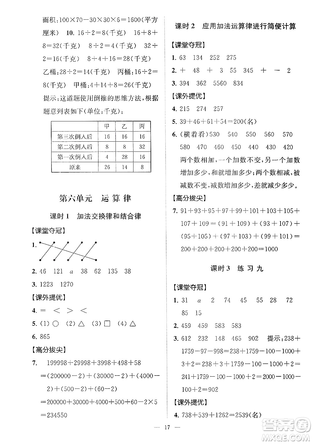 江蘇鳳凰美術出版社2024年春超能學典高分拔尖提優(yōu)訓練四年級數學下冊江蘇版答案