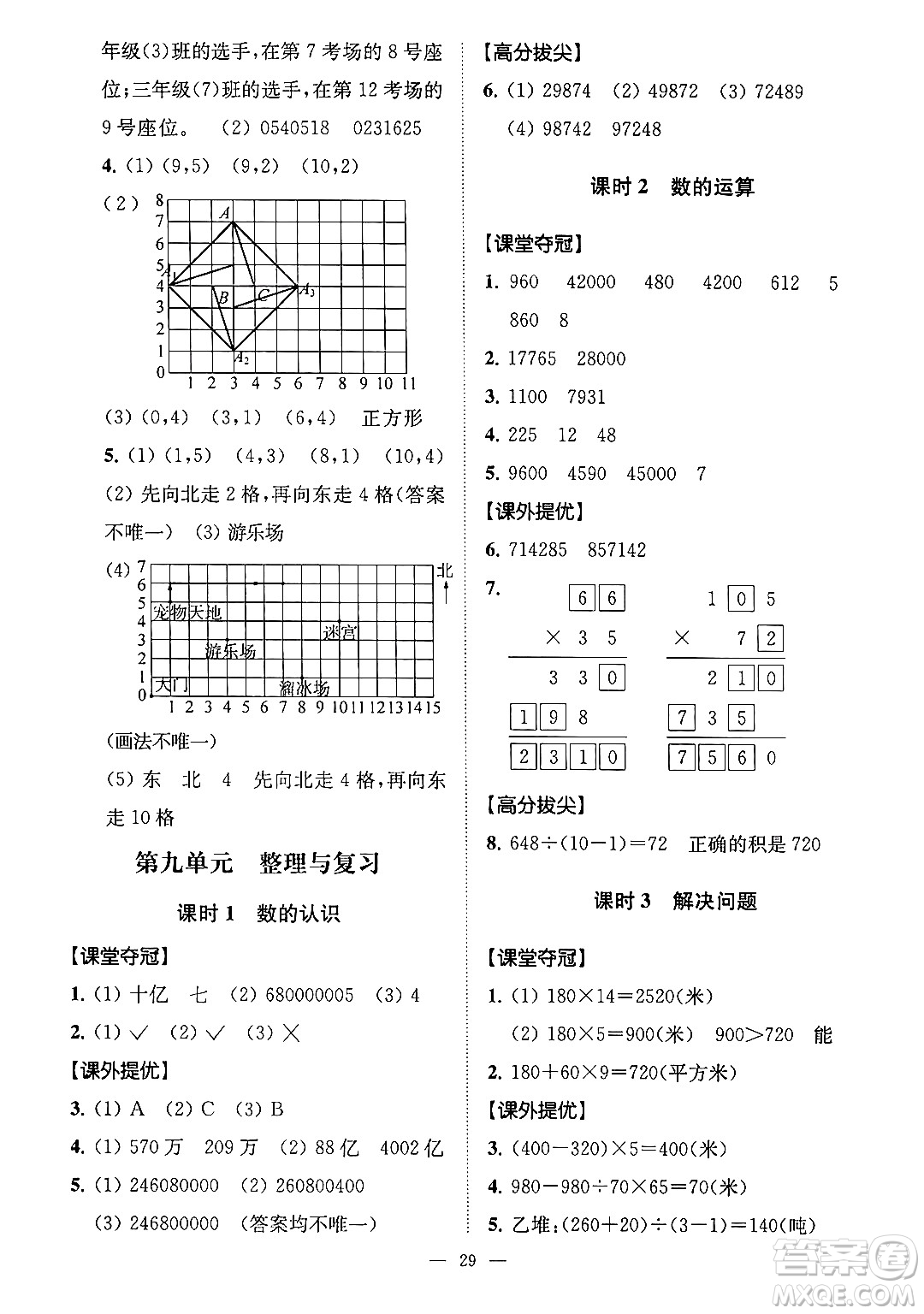 江蘇鳳凰美術出版社2024年春超能學典高分拔尖提優(yōu)訓練四年級數學下冊江蘇版答案