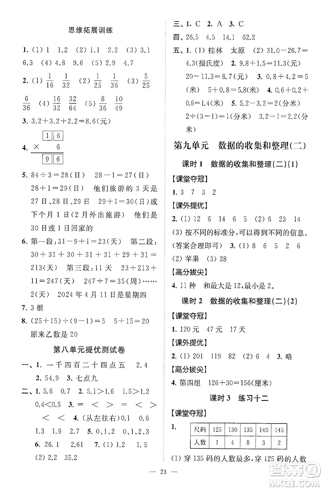 江蘇鳳凰美術(shù)出版社2024年春超能學(xué)典高分拔尖提優(yōu)訓(xùn)練三年級(jí)數(shù)學(xué)下冊(cè)江蘇版答案