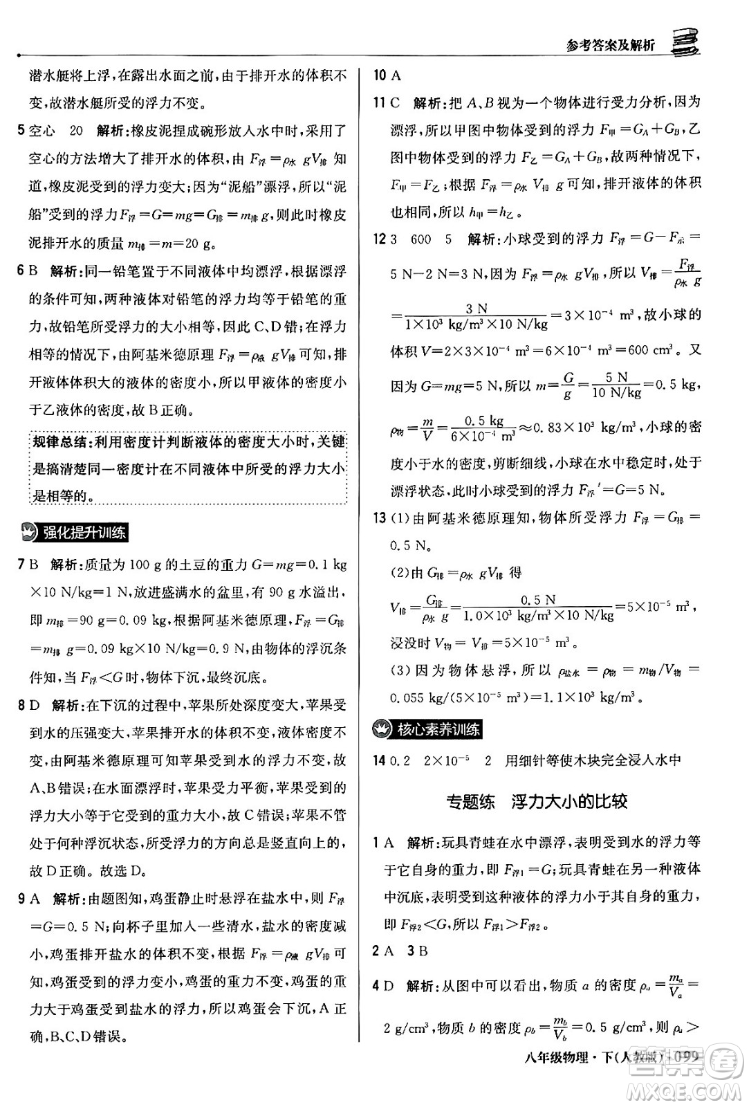 北京教育出版社2024年春1+1輕巧奪冠優(yōu)化訓(xùn)練八年級(jí)物理下冊(cè)人教版答案