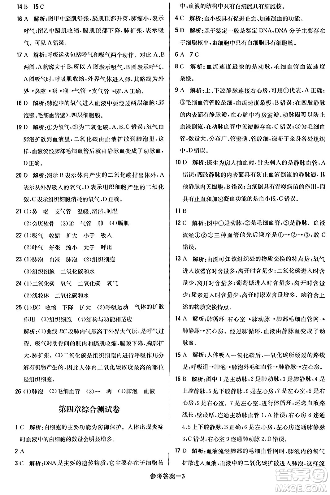北京教育出版社2024年春1+1輕巧奪冠優(yōu)化訓(xùn)練七年級(jí)生物下冊(cè)人教版答案