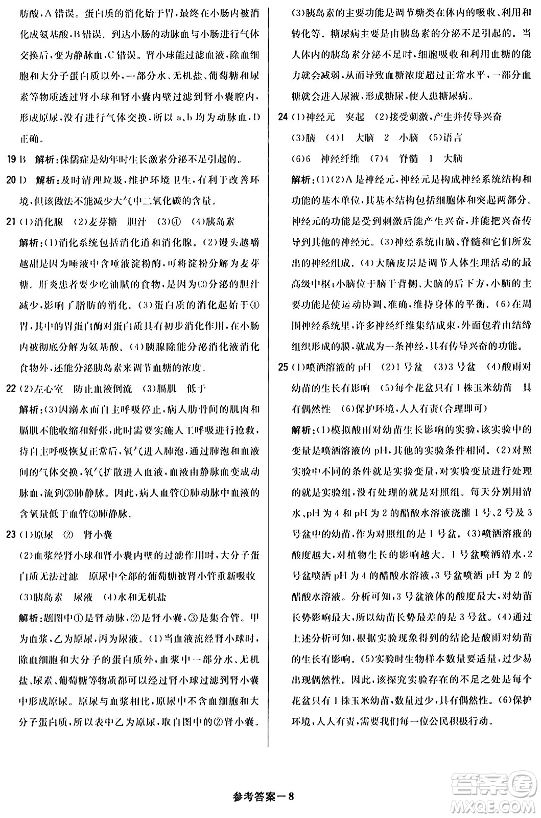 北京教育出版社2024年春1+1輕巧奪冠優(yōu)化訓(xùn)練七年級(jí)生物下冊(cè)人教版答案