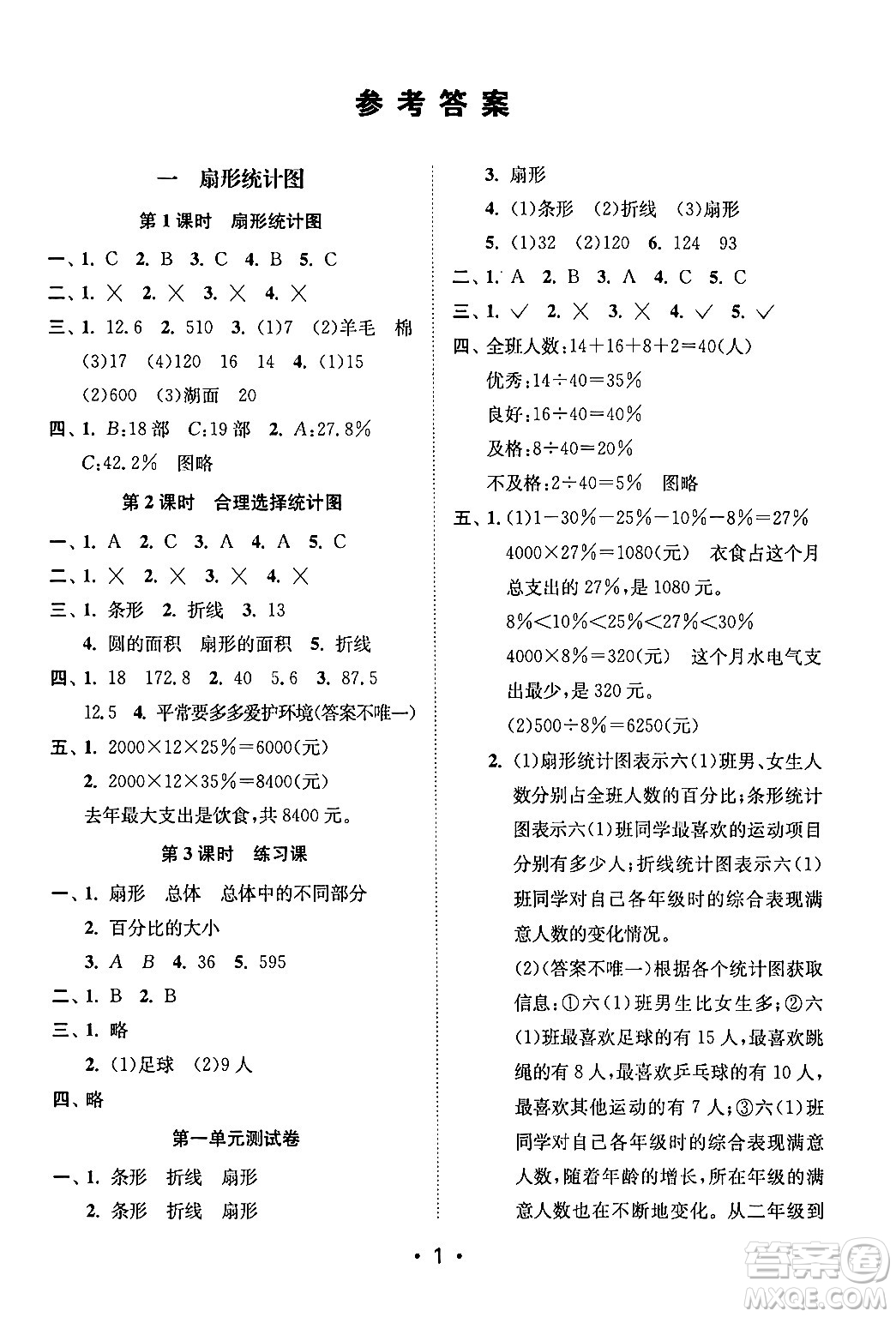江蘇鳳凰美術(shù)出版社2024年春創(chuàng)新課時(shí)作業(yè)本六年級(jí)數(shù)學(xué)下冊(cè)江蘇版答案