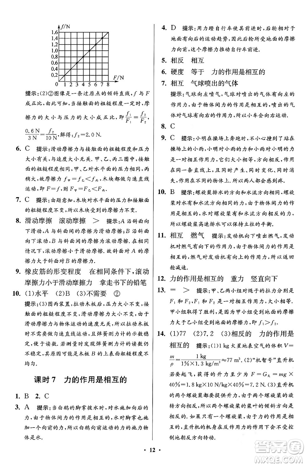 江蘇鳳凰科學(xué)技術(shù)出版社2024年春初中物理小題狂做提優(yōu)版八年級物理下冊蘇科版答案