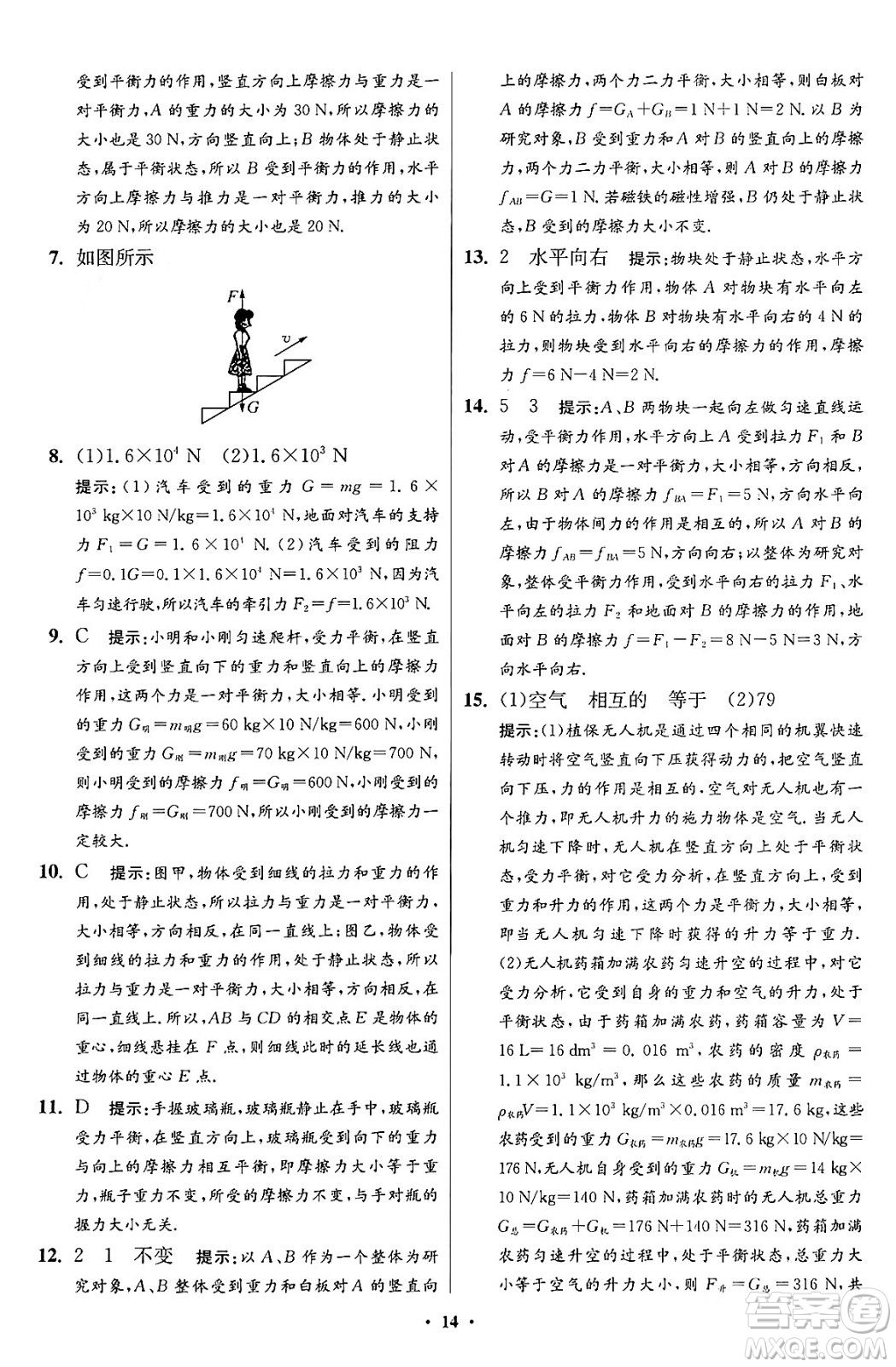 江蘇鳳凰科學(xué)技術(shù)出版社2024年春初中物理小題狂做提優(yōu)版八年級物理下冊蘇科版答案