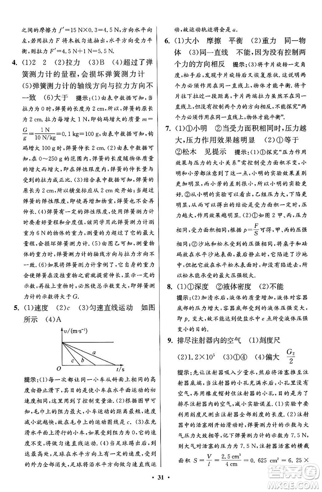 江蘇鳳凰科學(xué)技術(shù)出版社2024年春初中物理小題狂做提優(yōu)版八年級物理下冊蘇科版答案