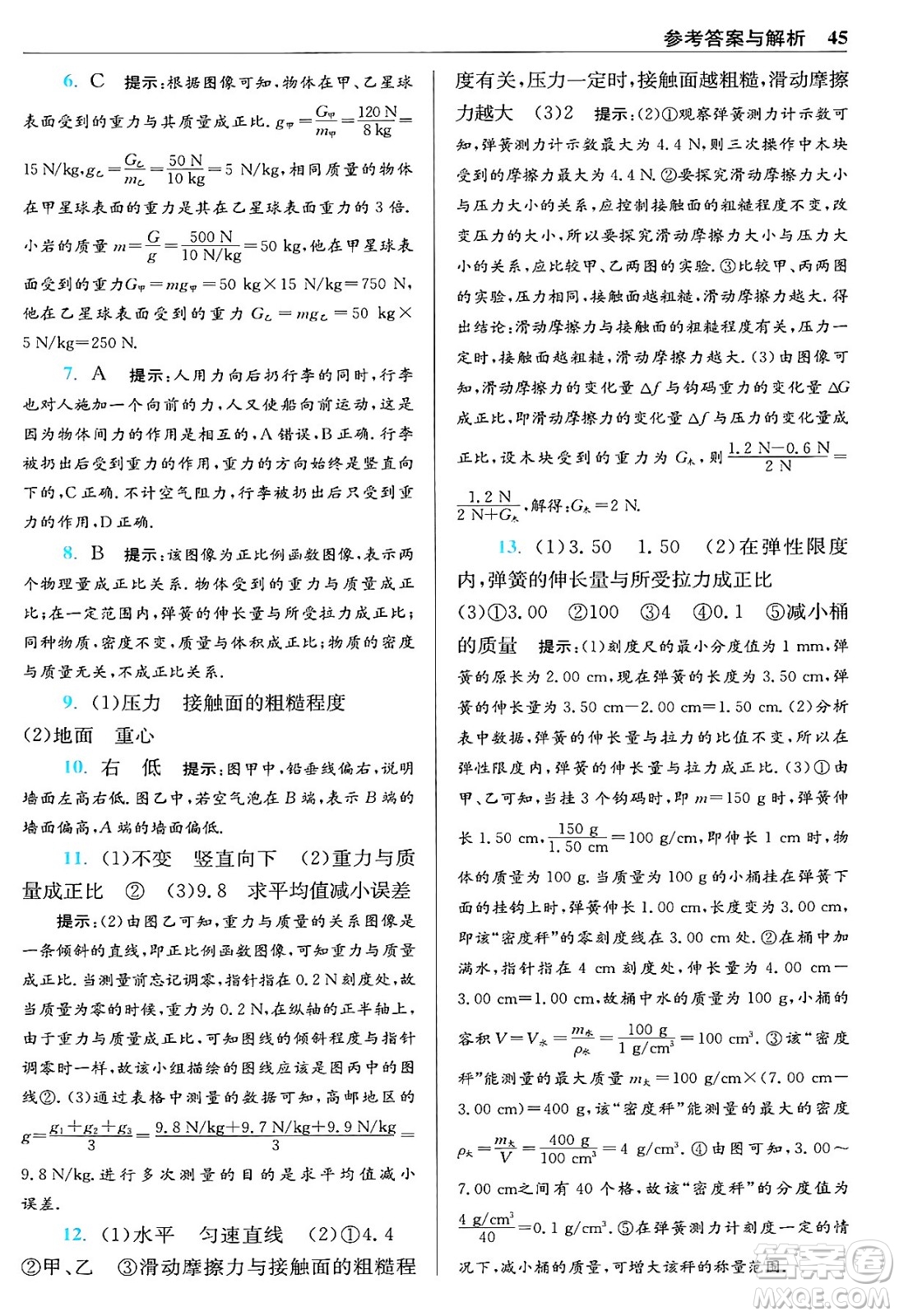 江蘇鳳凰科學(xué)技術(shù)出版社2024年春初中物理小題狂做提優(yōu)版八年級物理下冊蘇科版答案