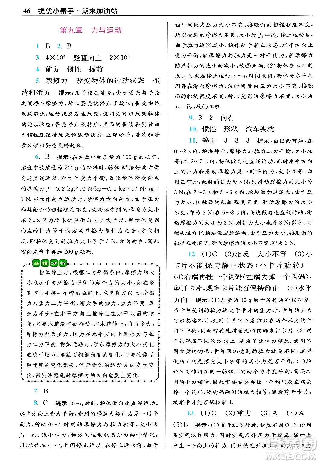 江蘇鳳凰科學(xué)技術(shù)出版社2024年春初中物理小題狂做提優(yōu)版八年級物理下冊蘇科版答案