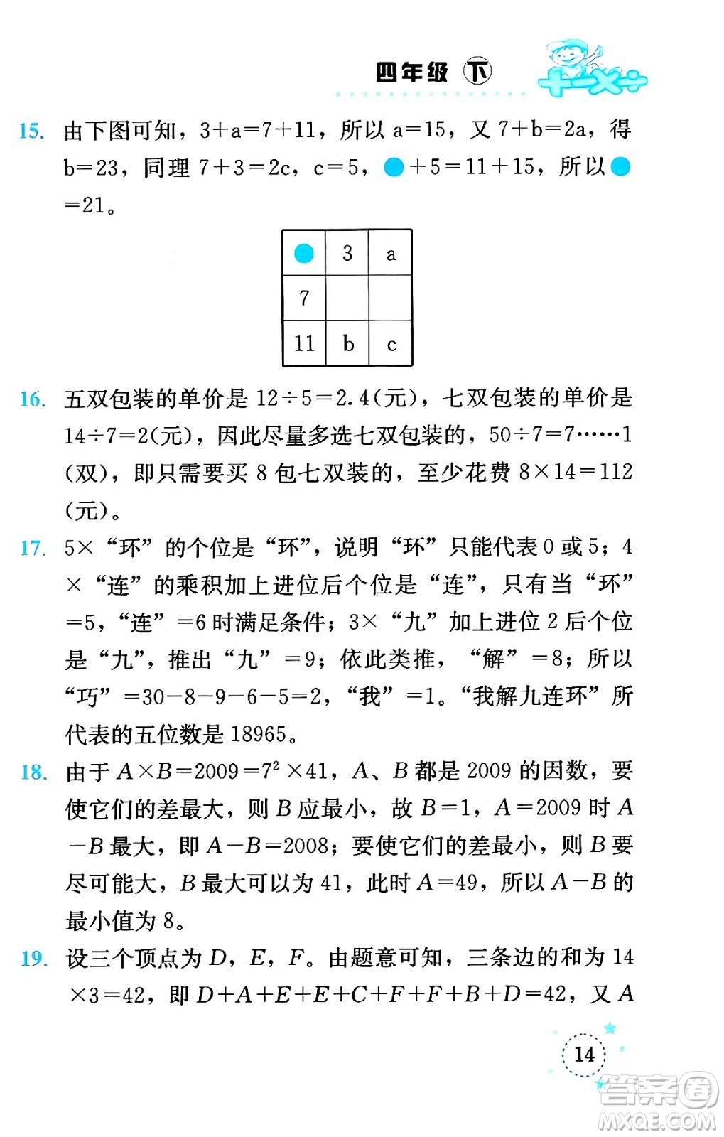 云南科技出版社2024年春小學(xué)數(shù)學(xué)解決問題專項(xiàng)訓(xùn)練四年級數(shù)學(xué)下冊人教版答案