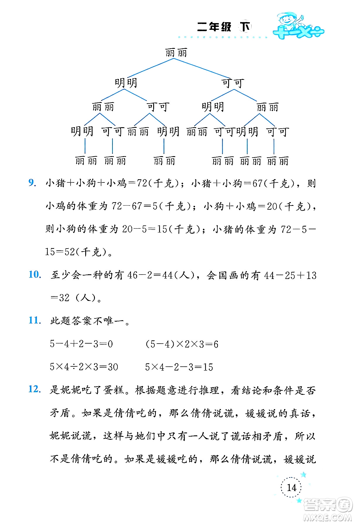 云南科技出版社2024年春小學(xué)數(shù)學(xué)解決問題專項訓(xùn)練二年級數(shù)學(xué)下冊西師大版答案