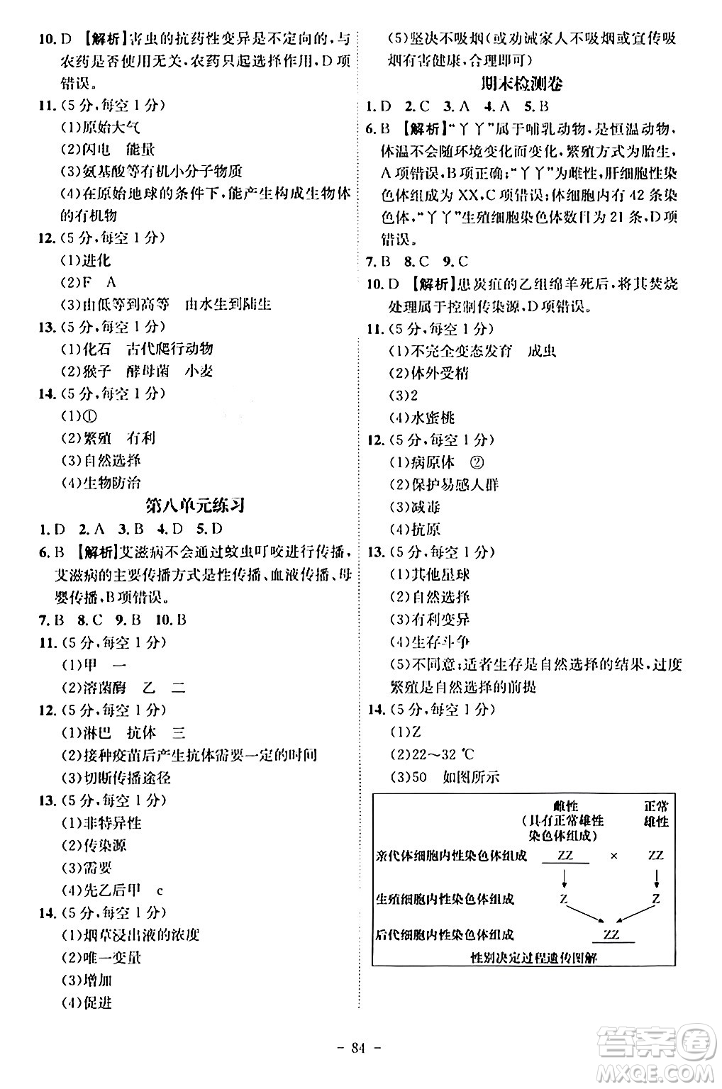 安徽師范大學(xué)出版社2024年春課時(shí)A計(jì)劃八年級(jí)生物下冊(cè)人教版安徽專版答案