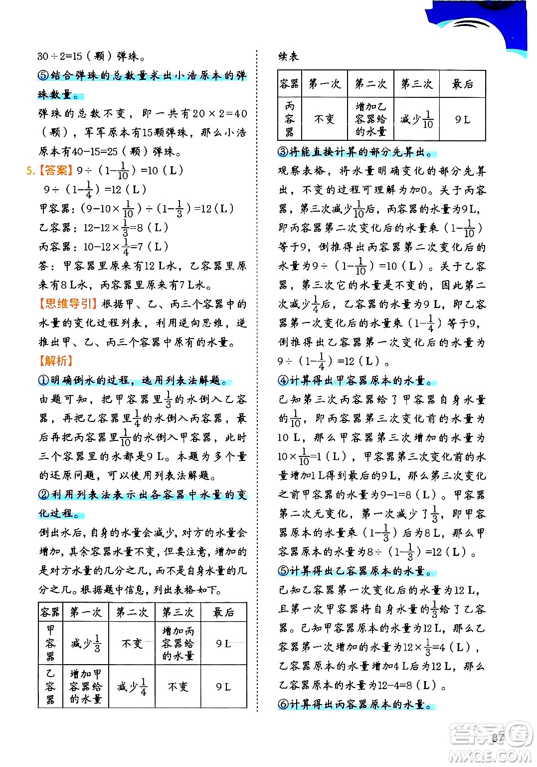 二十一世紀出版社集團2024年春數(shù)學思維訓練六年級數(shù)學下冊通用版答案