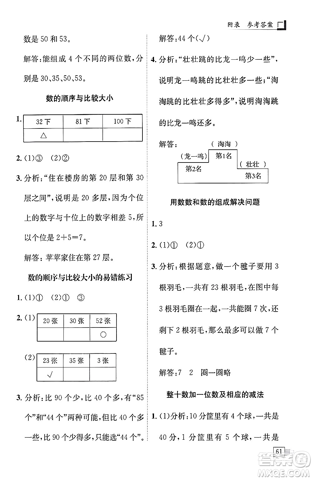 龍門書局2024年春黃岡小狀元解決問題天天練一年級(jí)數(shù)學(xué)下冊(cè)人教版答案