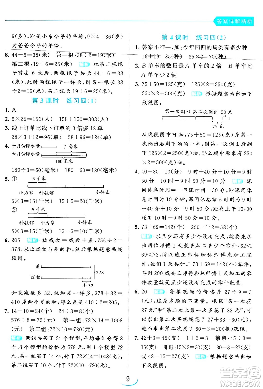 北京教育出版社2024年春亮點(diǎn)給力提優(yōu)班三年級數(shù)學(xué)下冊江蘇版答案