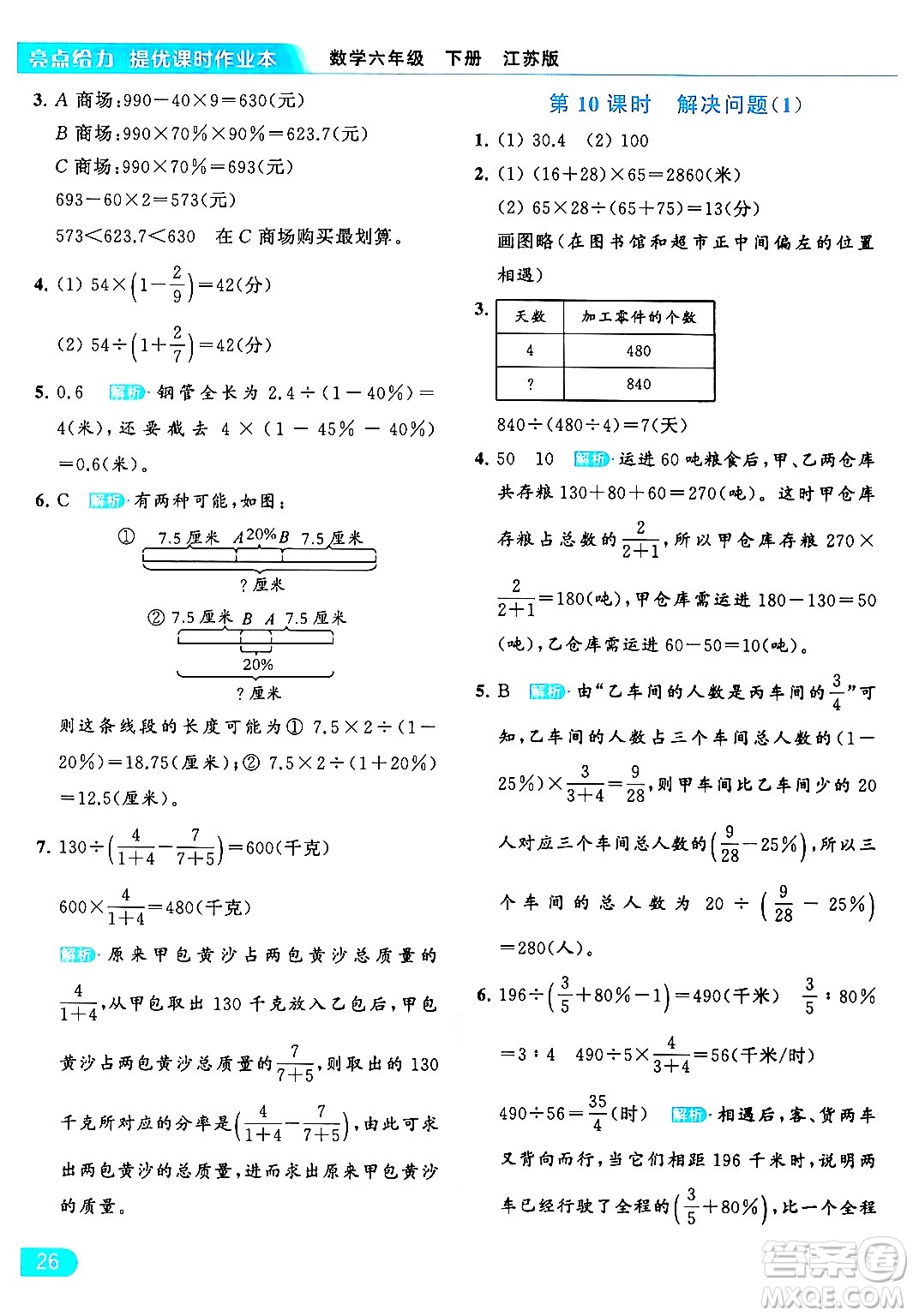 北京教育出版社2024年春亮點(diǎn)給力提優(yōu)課時作業(yè)本六年級數(shù)學(xué)下冊江蘇版答案