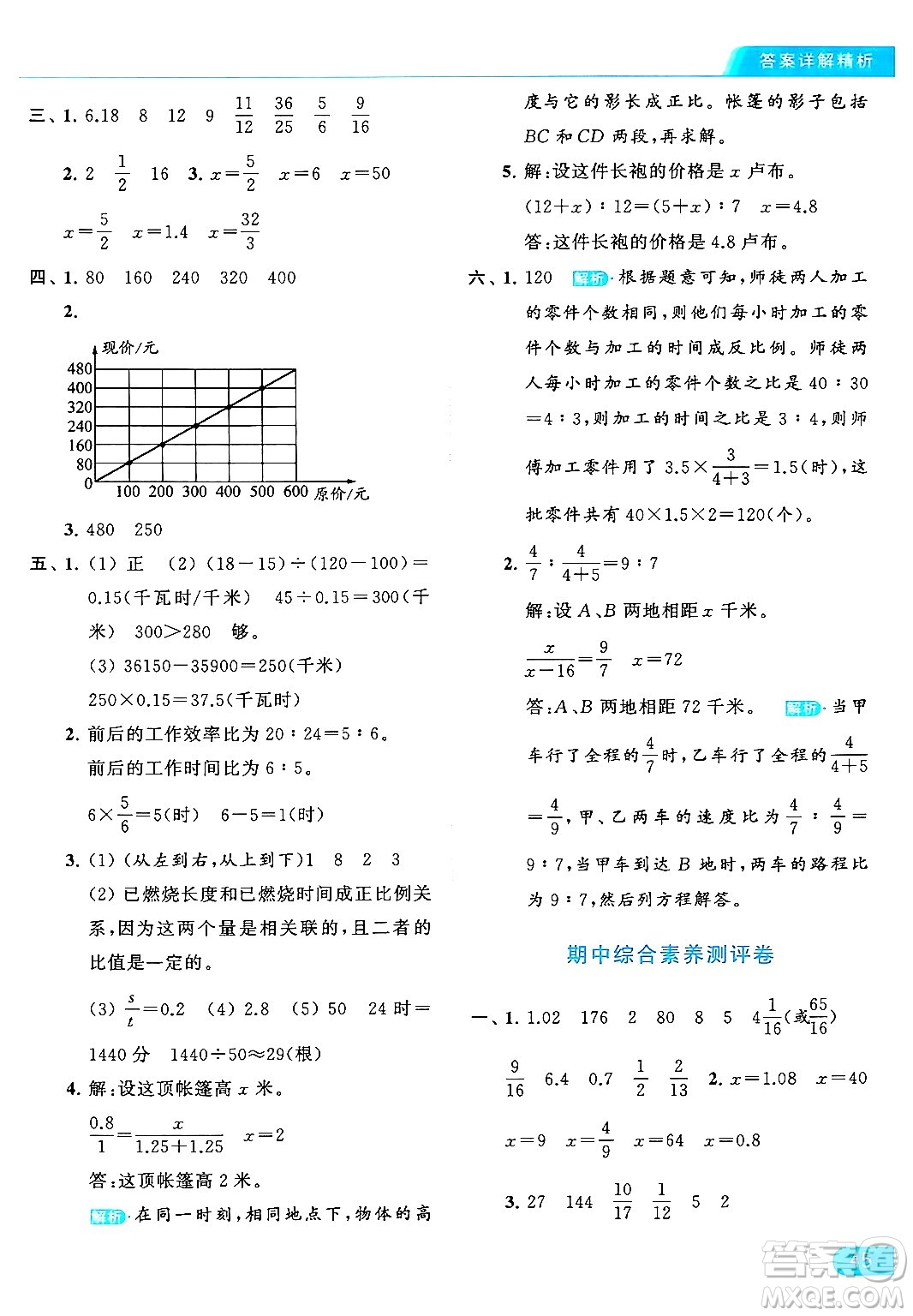 北京教育出版社2024年春亮點(diǎn)給力提優(yōu)課時作業(yè)本六年級數(shù)學(xué)下冊江蘇版答案