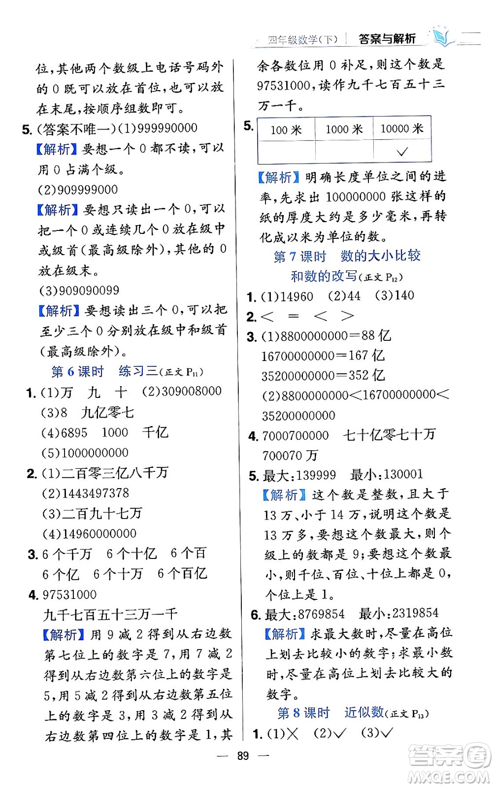 陜西人民教育出版社2024年春小學(xué)教材全練四年級數(shù)學(xué)下冊江蘇版答案