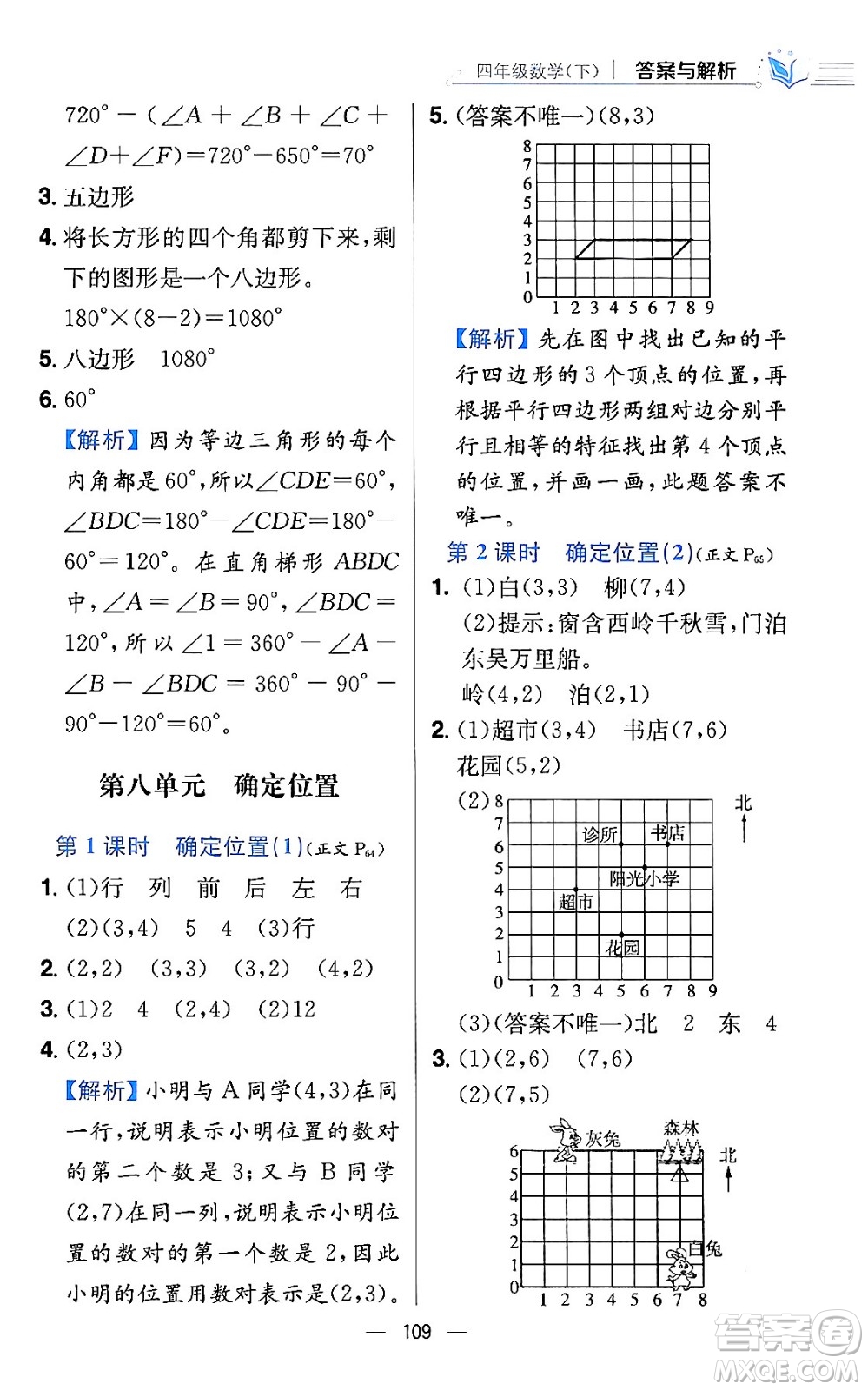 陜西人民教育出版社2024年春小學(xué)教材全練四年級數(shù)學(xué)下冊江蘇版答案