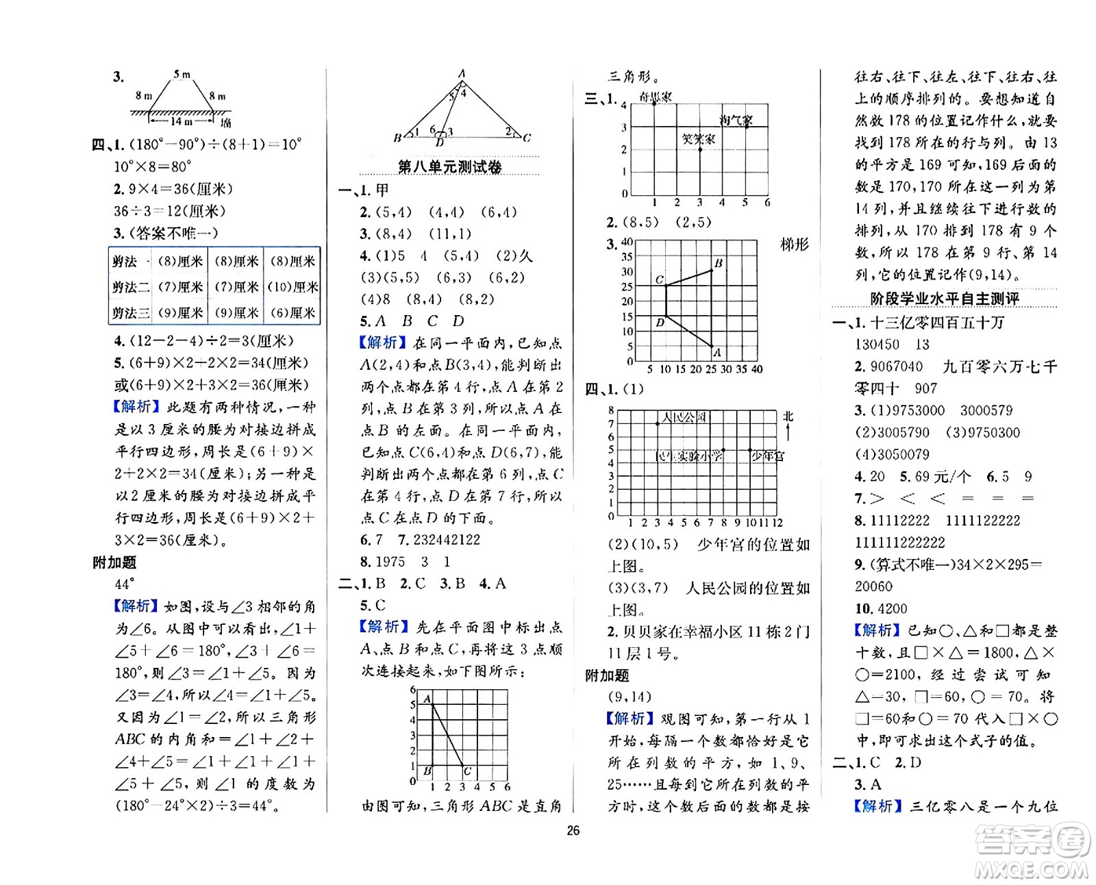 陜西人民教育出版社2024年春小學(xué)教材全練四年級數(shù)學(xué)下冊江蘇版答案