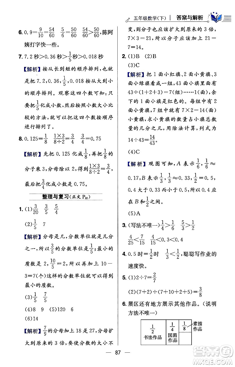 陜西人民教育出版社2024年春小學教材全練五年級數(shù)學下冊西師大版答案