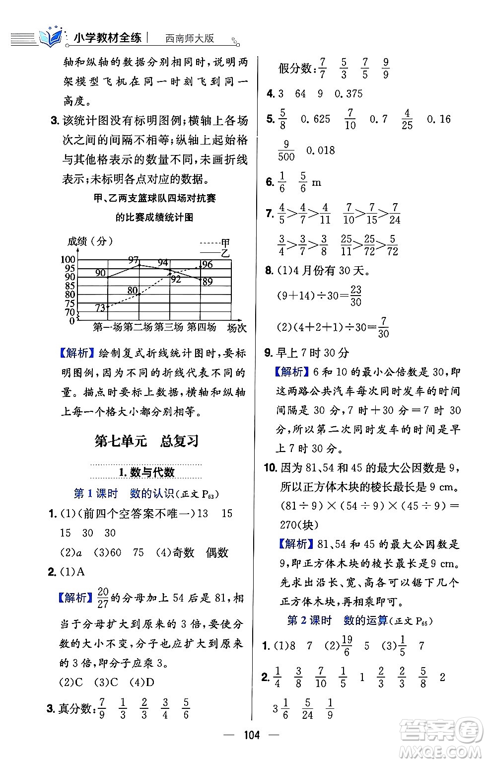 陜西人民教育出版社2024年春小學教材全練五年級數(shù)學下冊西師大版答案