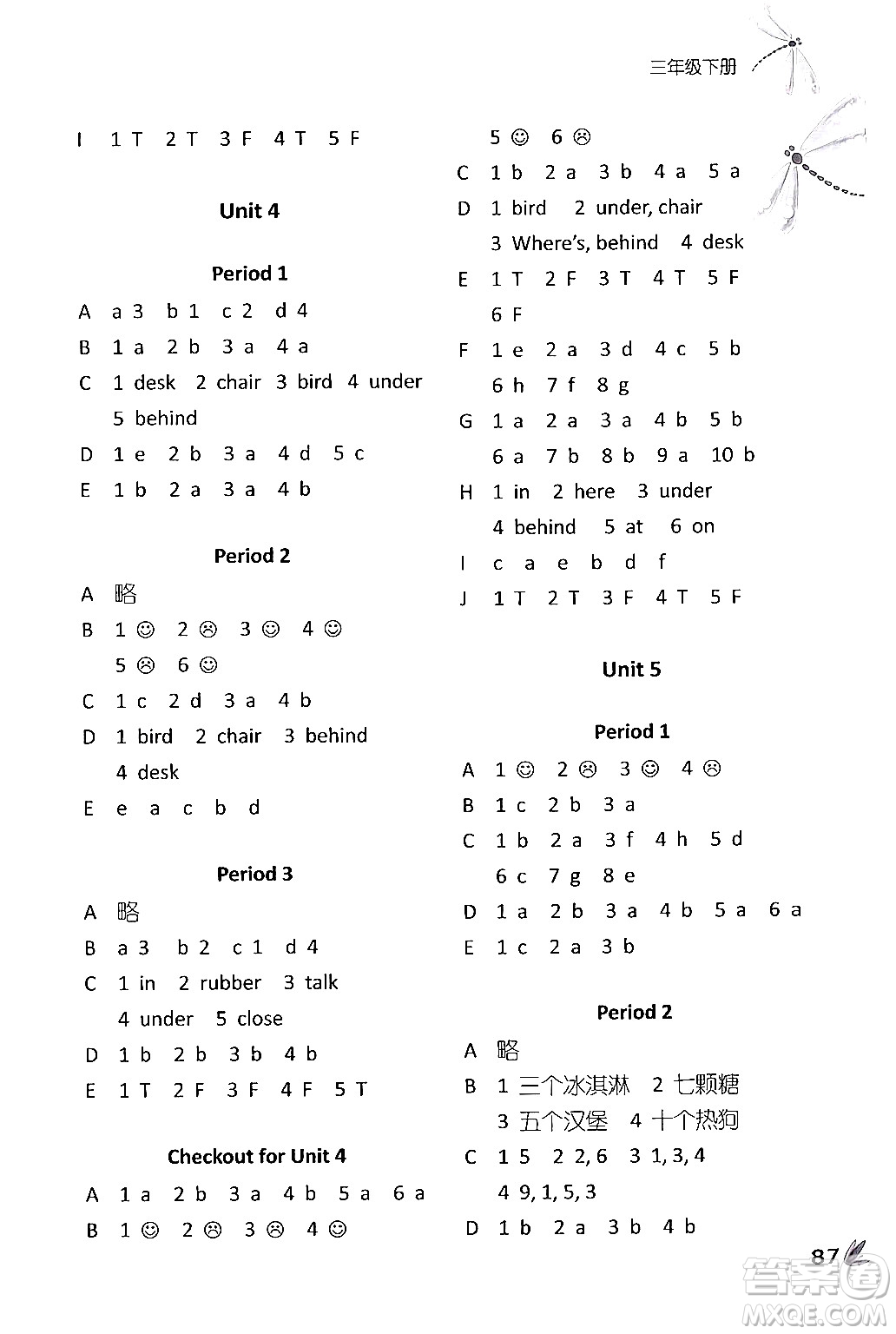 譯林出版社2024年春課課練小學(xué)英語(yǔ)三年級(jí)英語(yǔ)下冊(cè)通用版答案