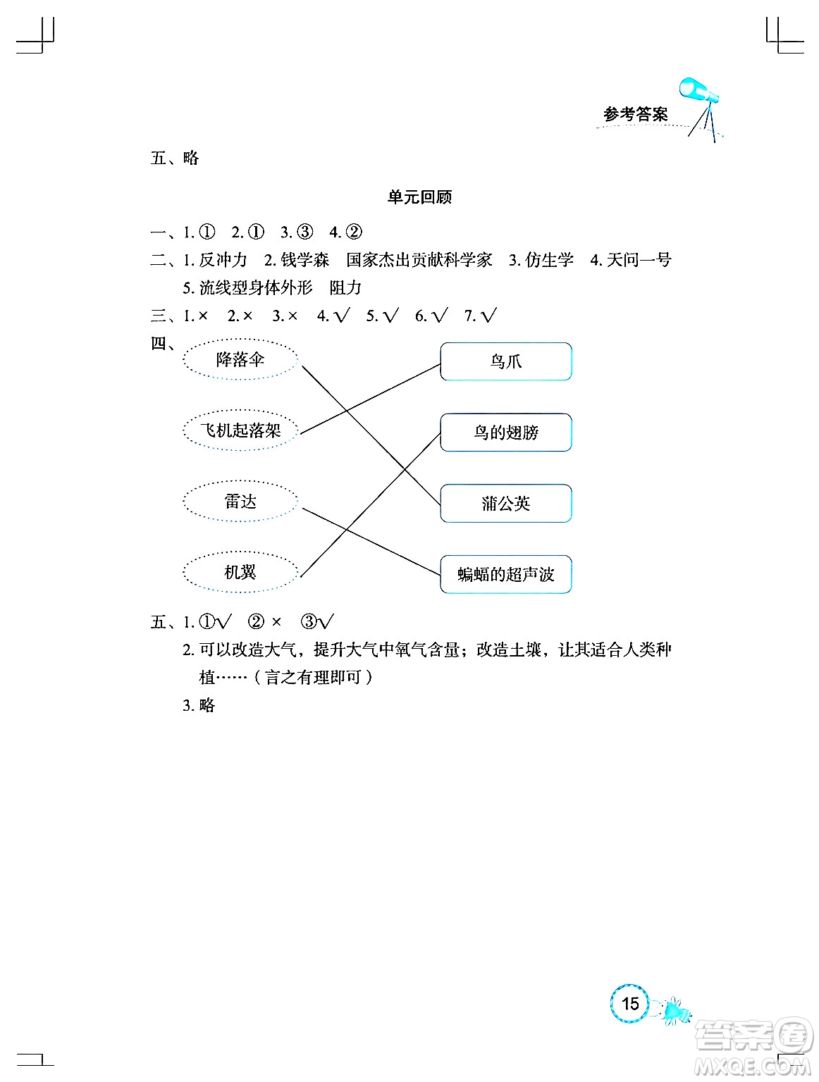 湖北教育出版社2024年春長(zhǎng)江作業(yè)本課堂作業(yè)六年級(jí)科學(xué)下冊(cè)人教鄂教版答案