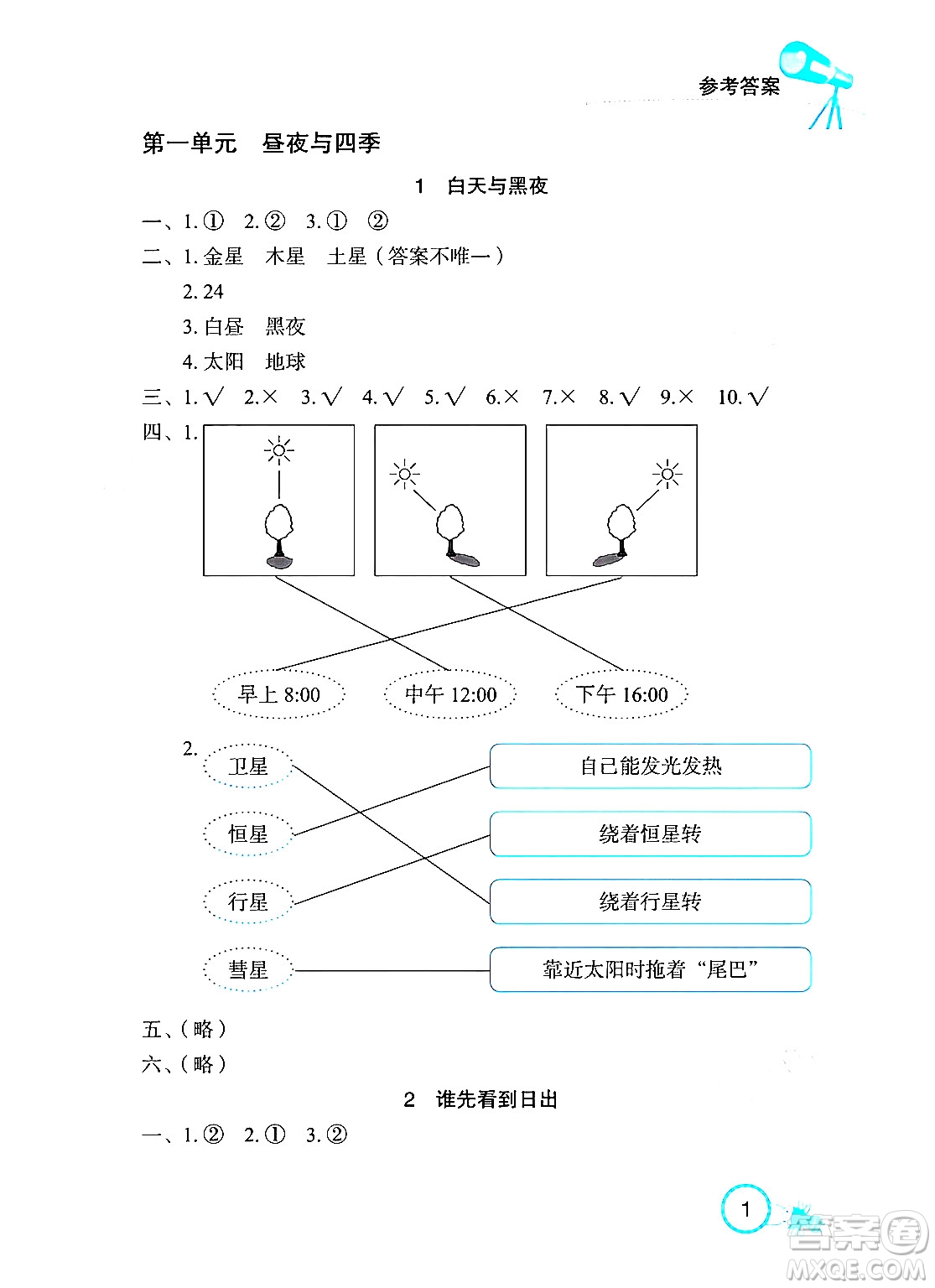 湖北教育出版社2024年春長(zhǎng)江作業(yè)本課堂作業(yè)五年級(jí)科學(xué)下冊(cè)人教鄂教版答案