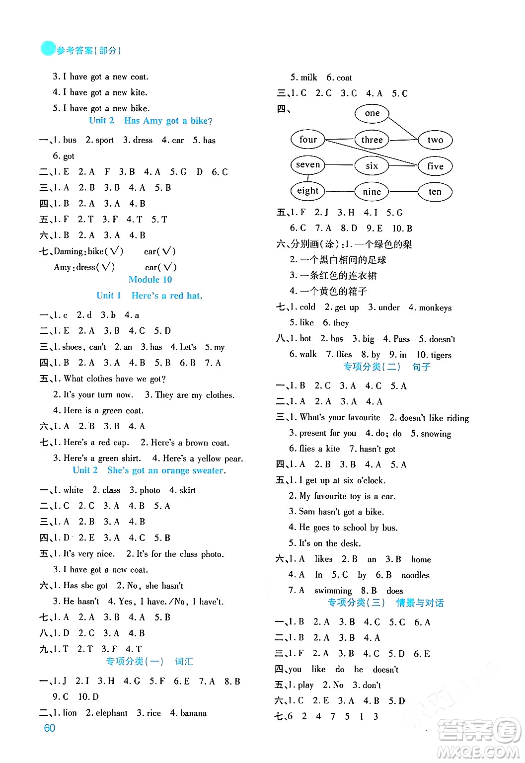 安徽師范大學出版社2024年春品優(yōu)課堂三年級英語下冊外研版答案