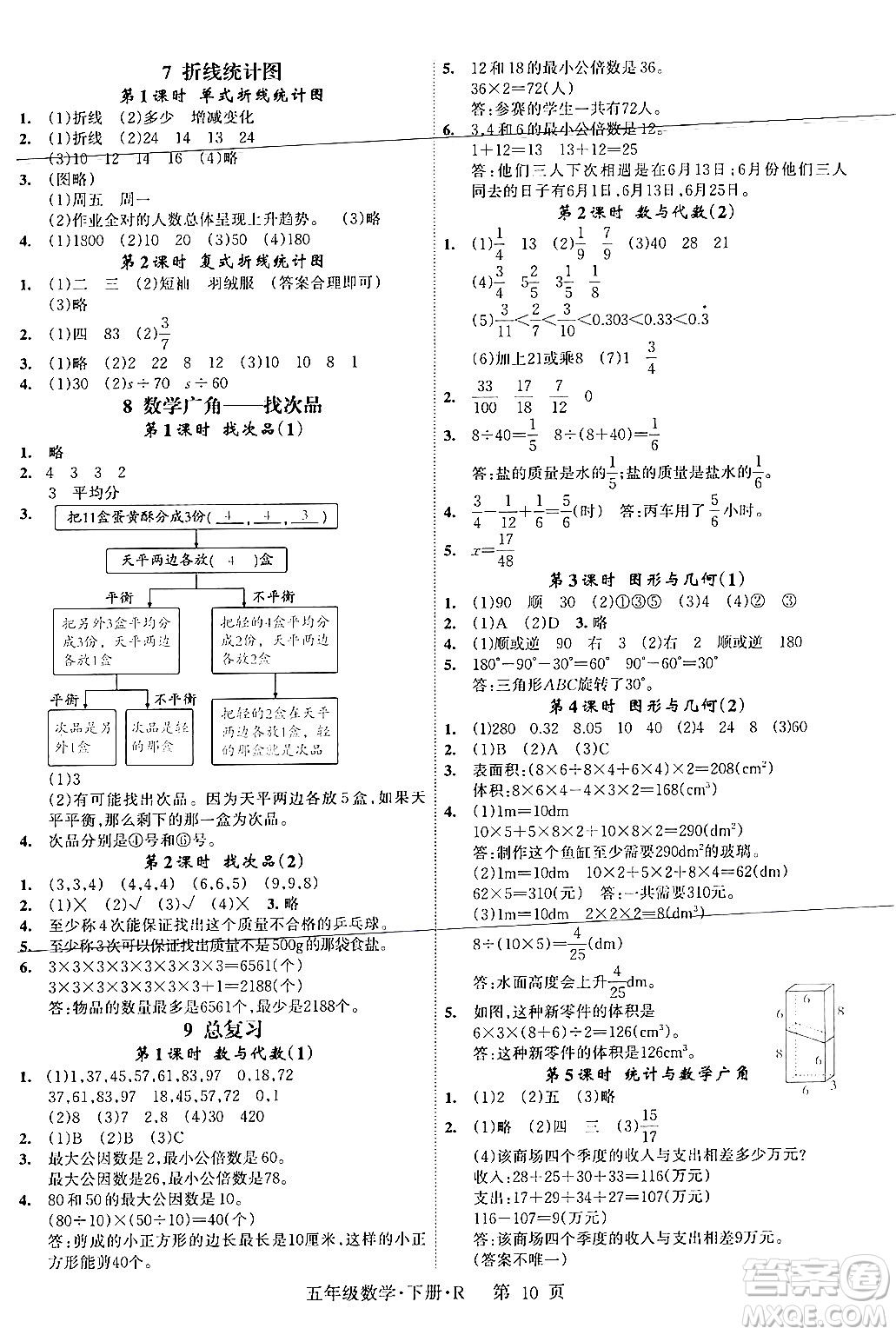 吉林教育出版社2024年春啟航新課堂五年級數(shù)學(xué)下冊人教版答案