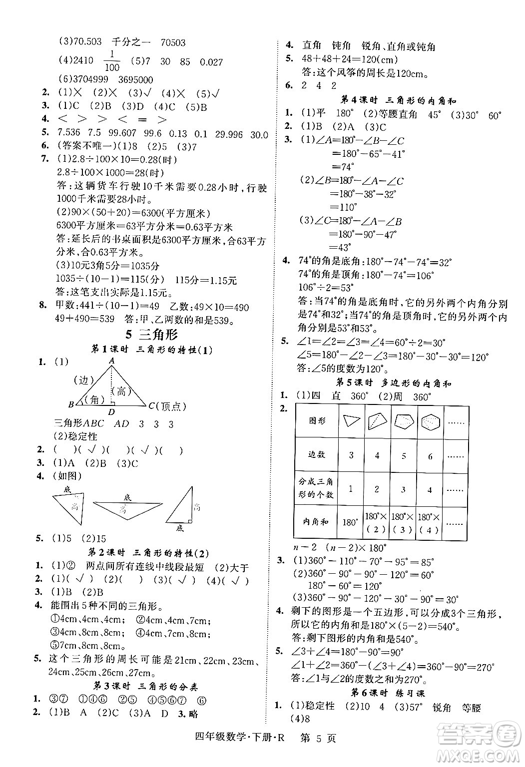 吉林教育出版社2024年春?jiǎn)⒑叫抡n堂四年級(jí)數(shù)學(xué)下冊(cè)人教版答案