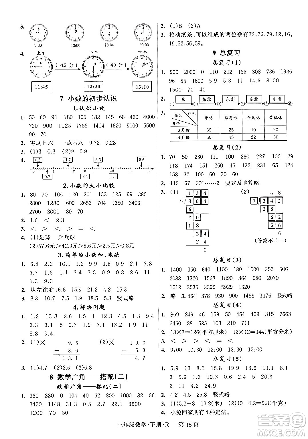 吉林教育出版社2024年春啟航新課堂三年級(jí)數(shù)學(xué)下冊(cè)人教版答案